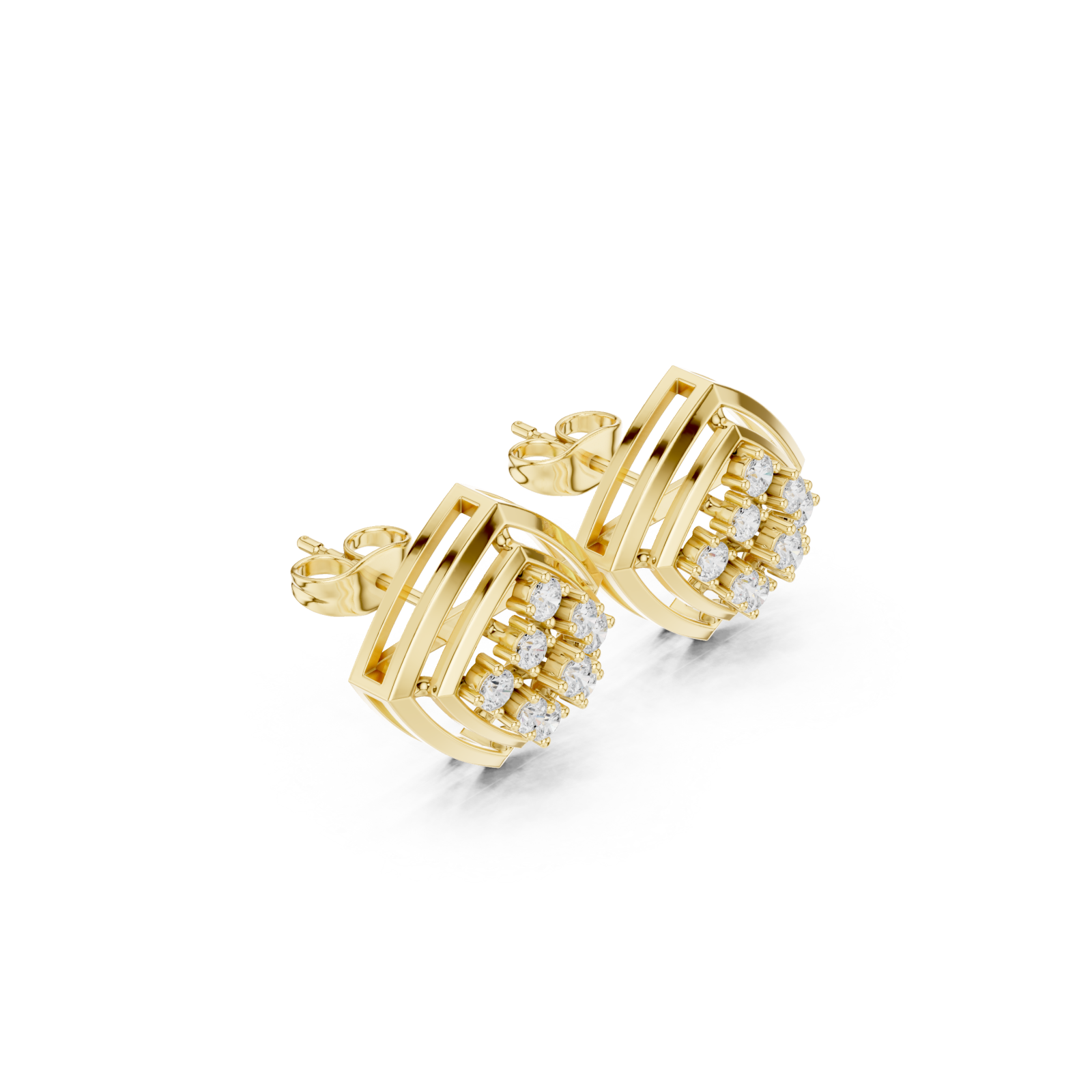 Gold Infinity Pavé Sculpted Modern Earrings Left View