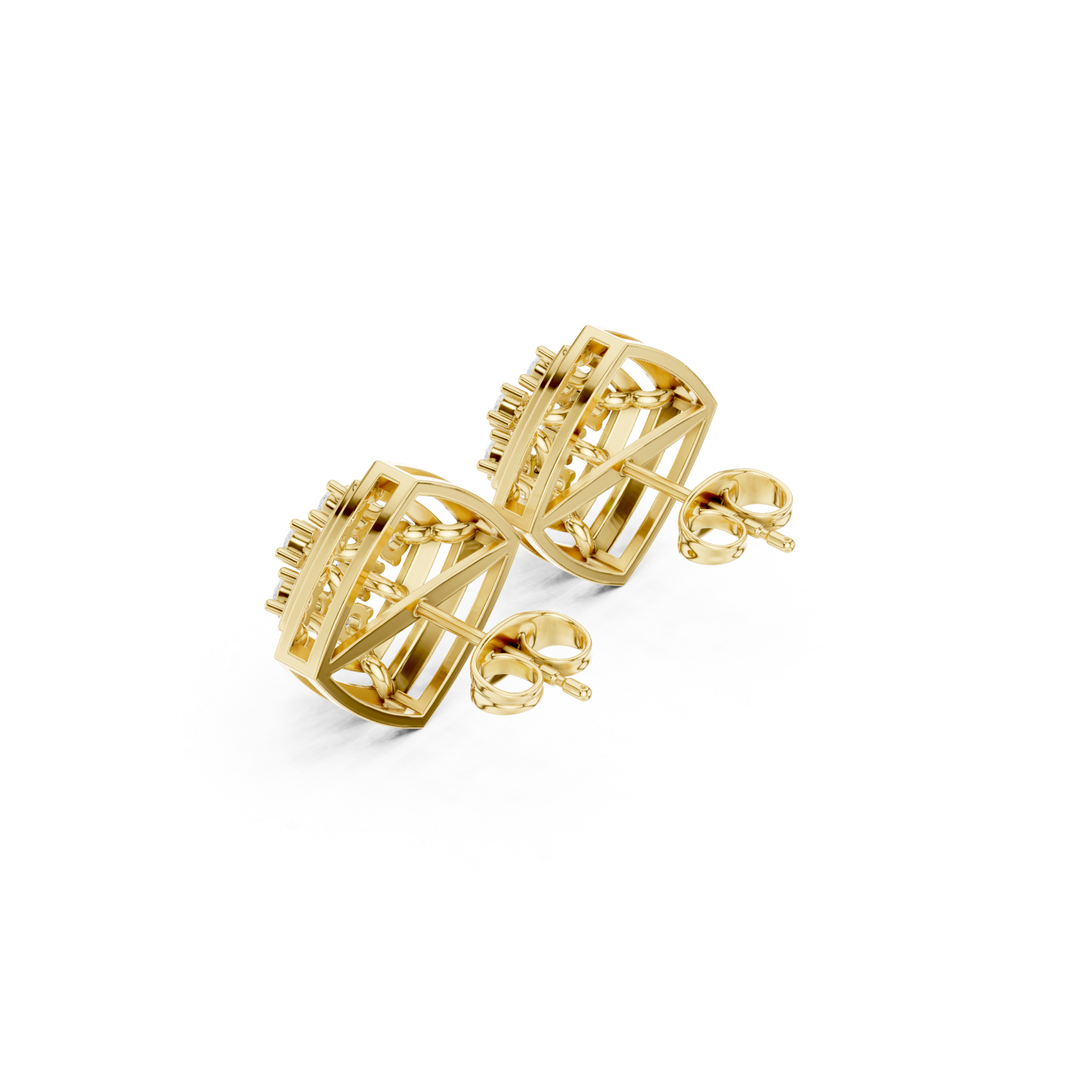 Gold Infinity Pavé Sculpted Modern Earrings Right View