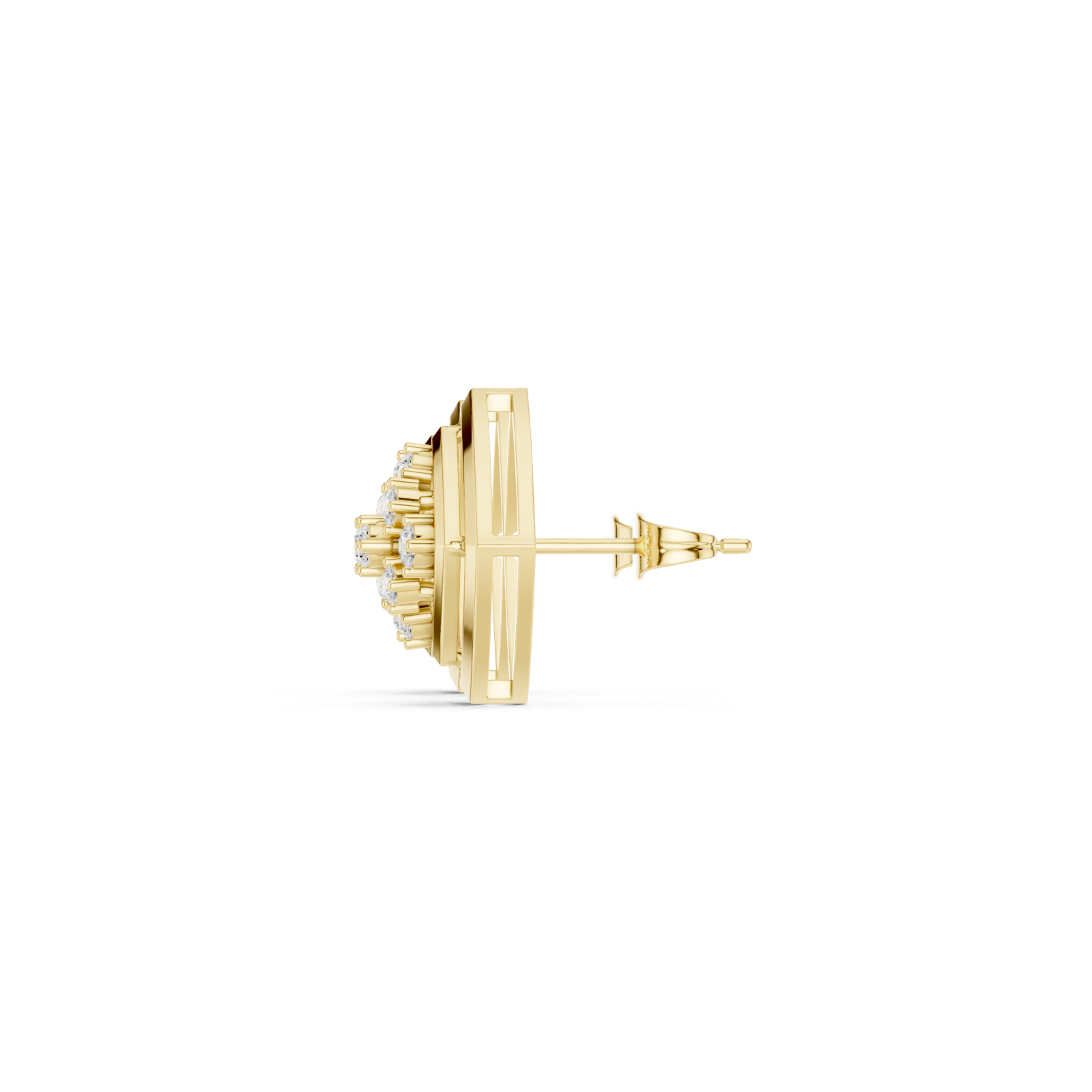  Gold Infinity Pavé Sculpted Modern Earrings Side View