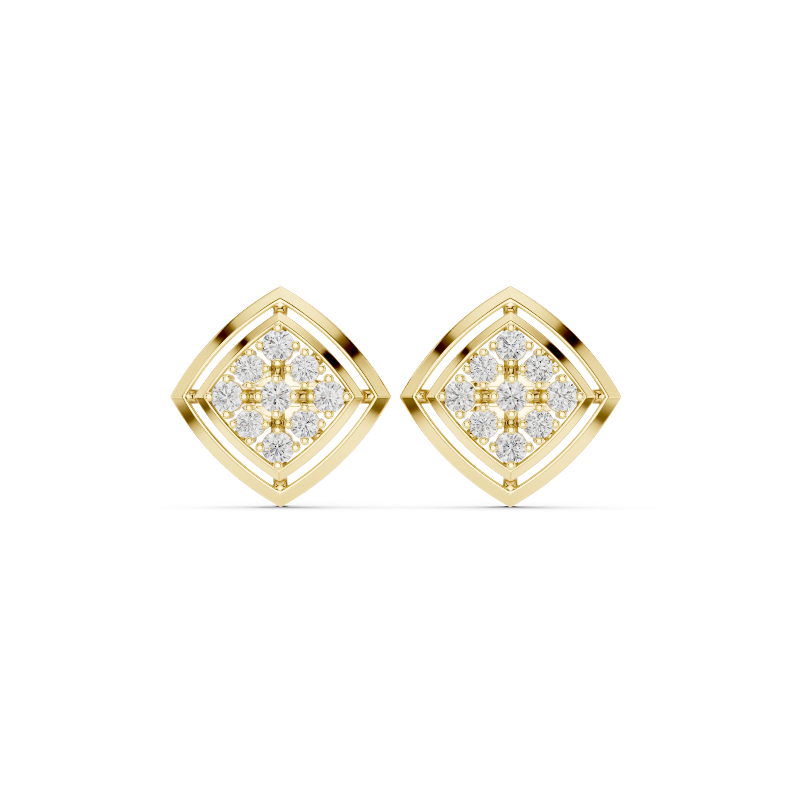  Gold Infinity Pavé Sculpted Modern Earrings Front View
