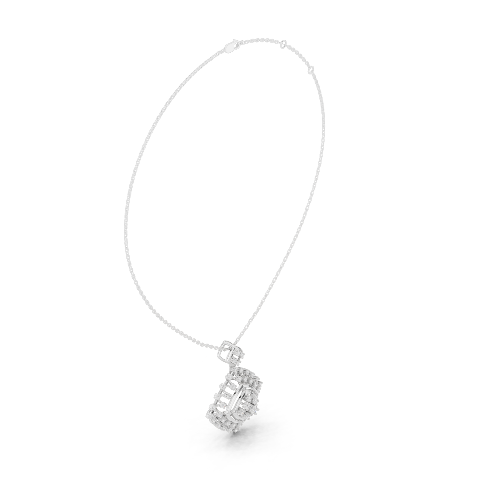  White Gold Celestial Mirage Echo Pendant Necklace Left View