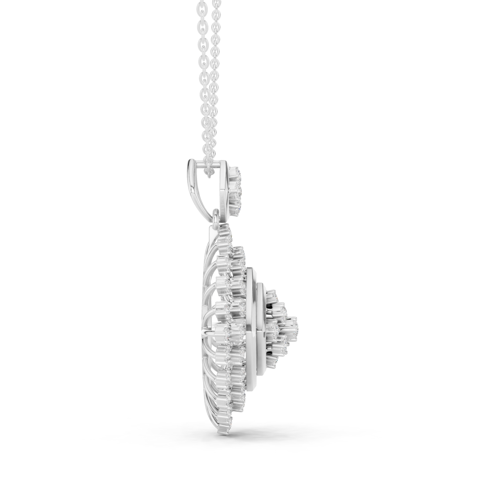  White Gold Celestial Mirage Echo Pendant Necklace Side View