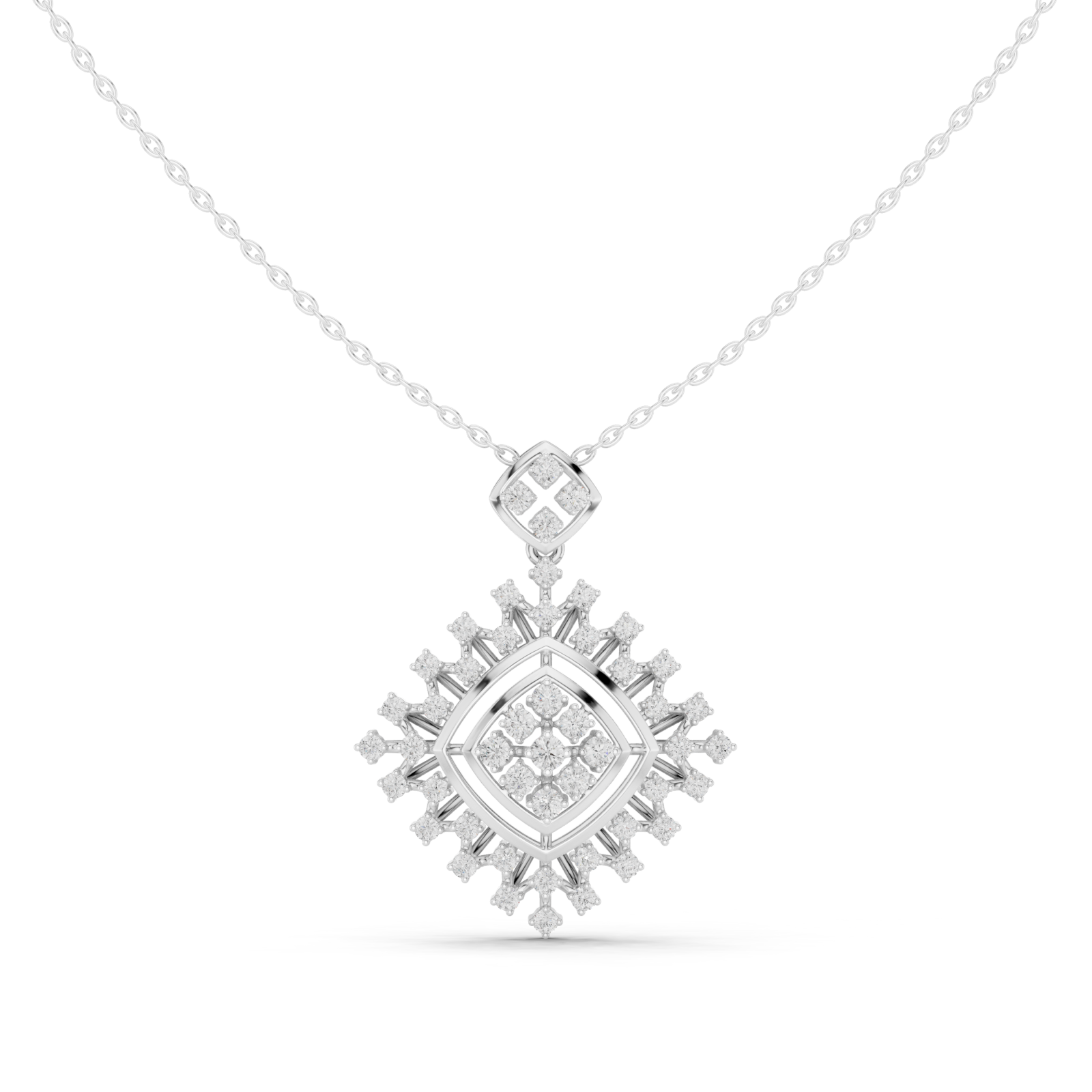  White Gold Celestial Mirage Echo Pendant Necklace Front View