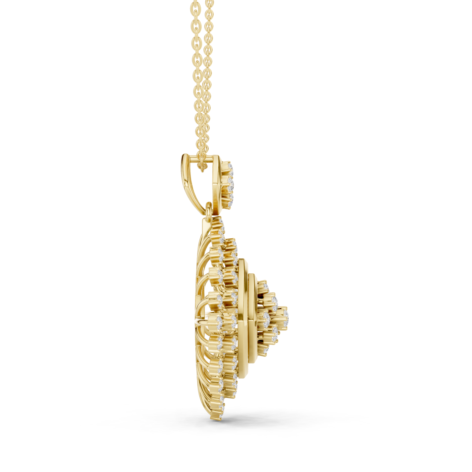  Gold Celestial Mirage Echo Pendant Necklace Side View