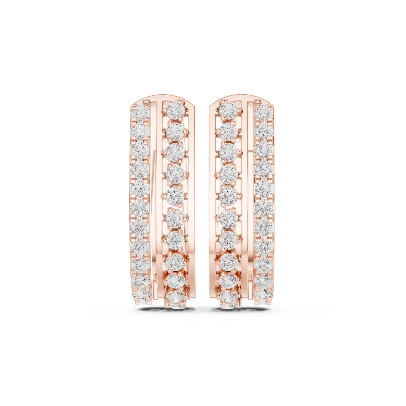  Rose Gold Radiant Archway Hoop Earrings Front View