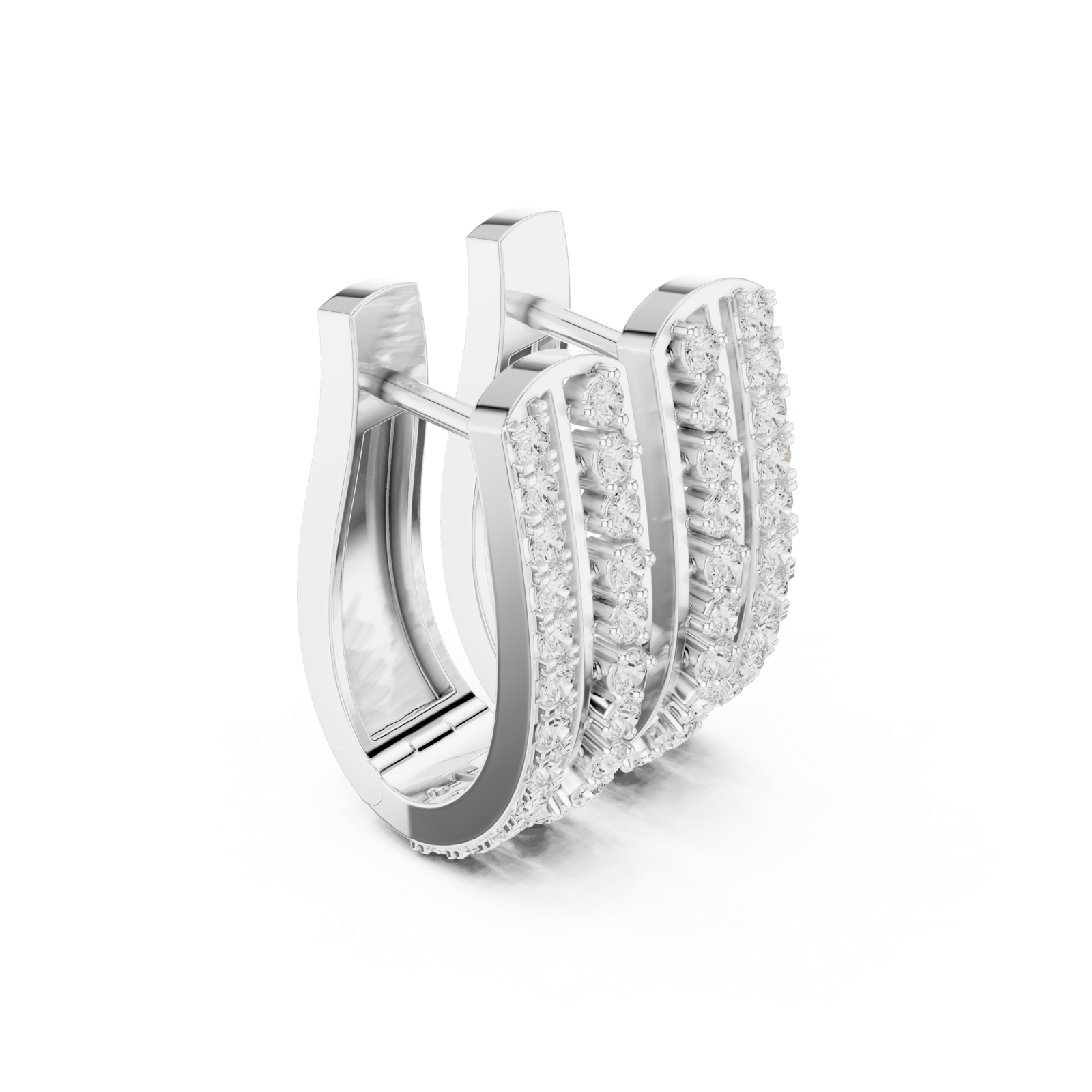  White Gold Radiant Archway Hoop Earrings Left View