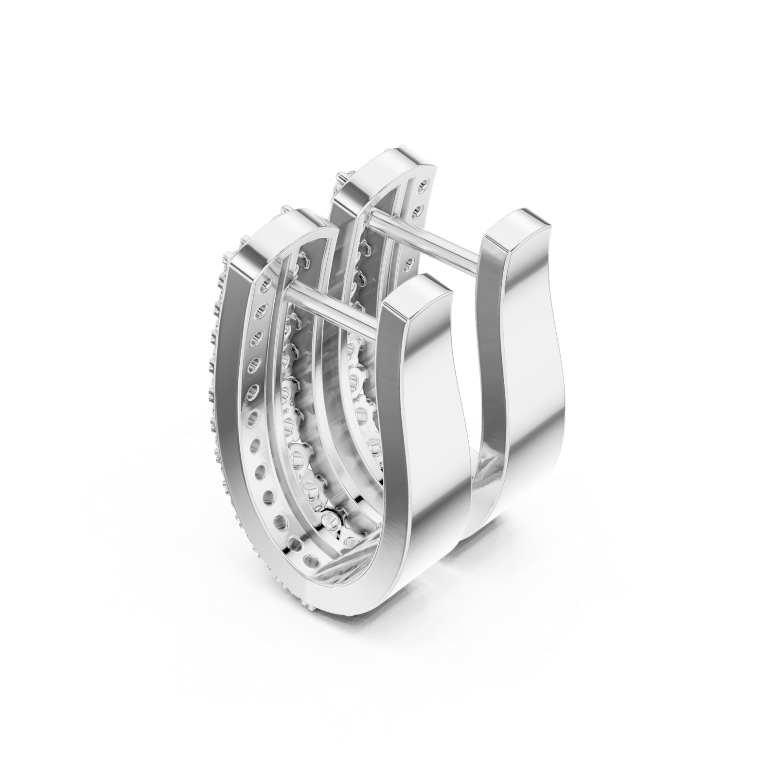  White Gold Radiant Archway Hoop Earrings Right View