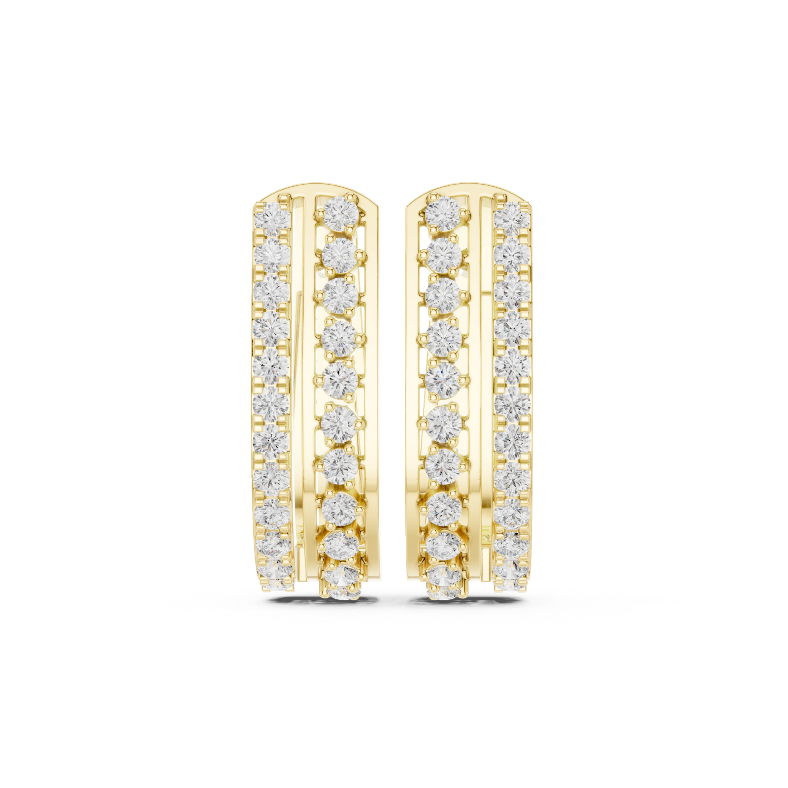  Gold Radiant Archway Hoop Earrings Front View
