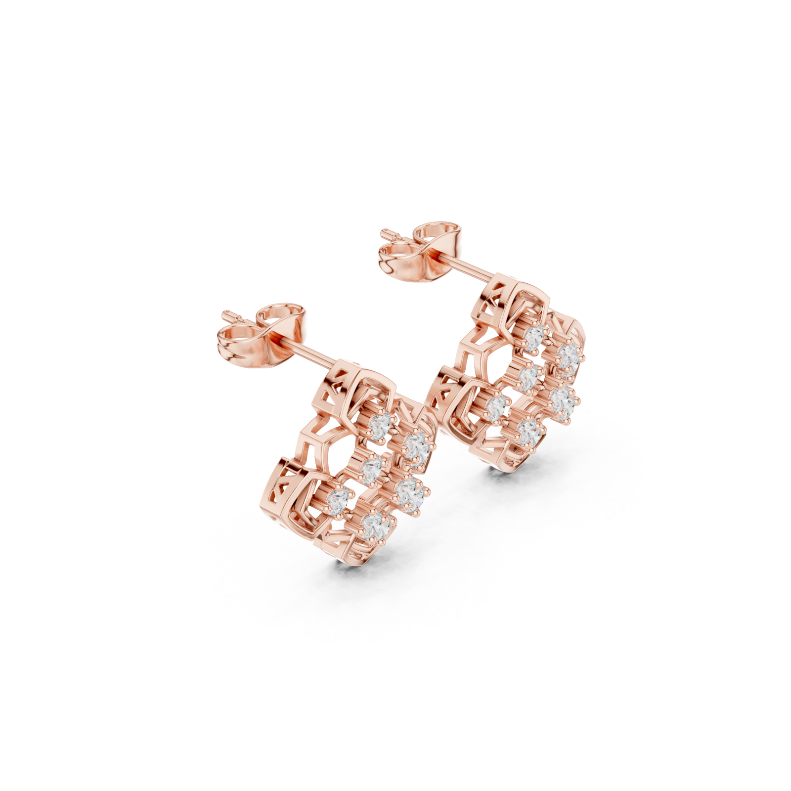  Rose Gold Geometric Lattice Dream Earrings Left View