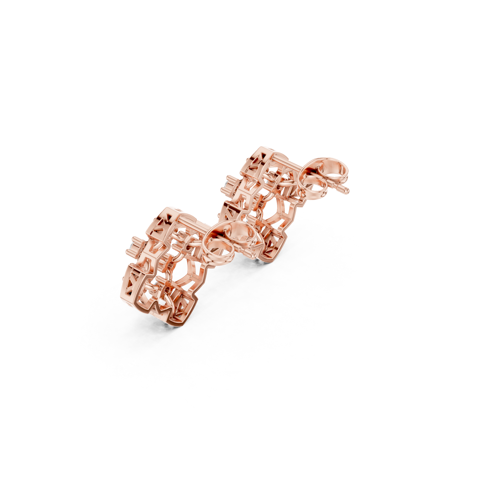  Rose Gold Geometric Lattice Dream Earrings Right View