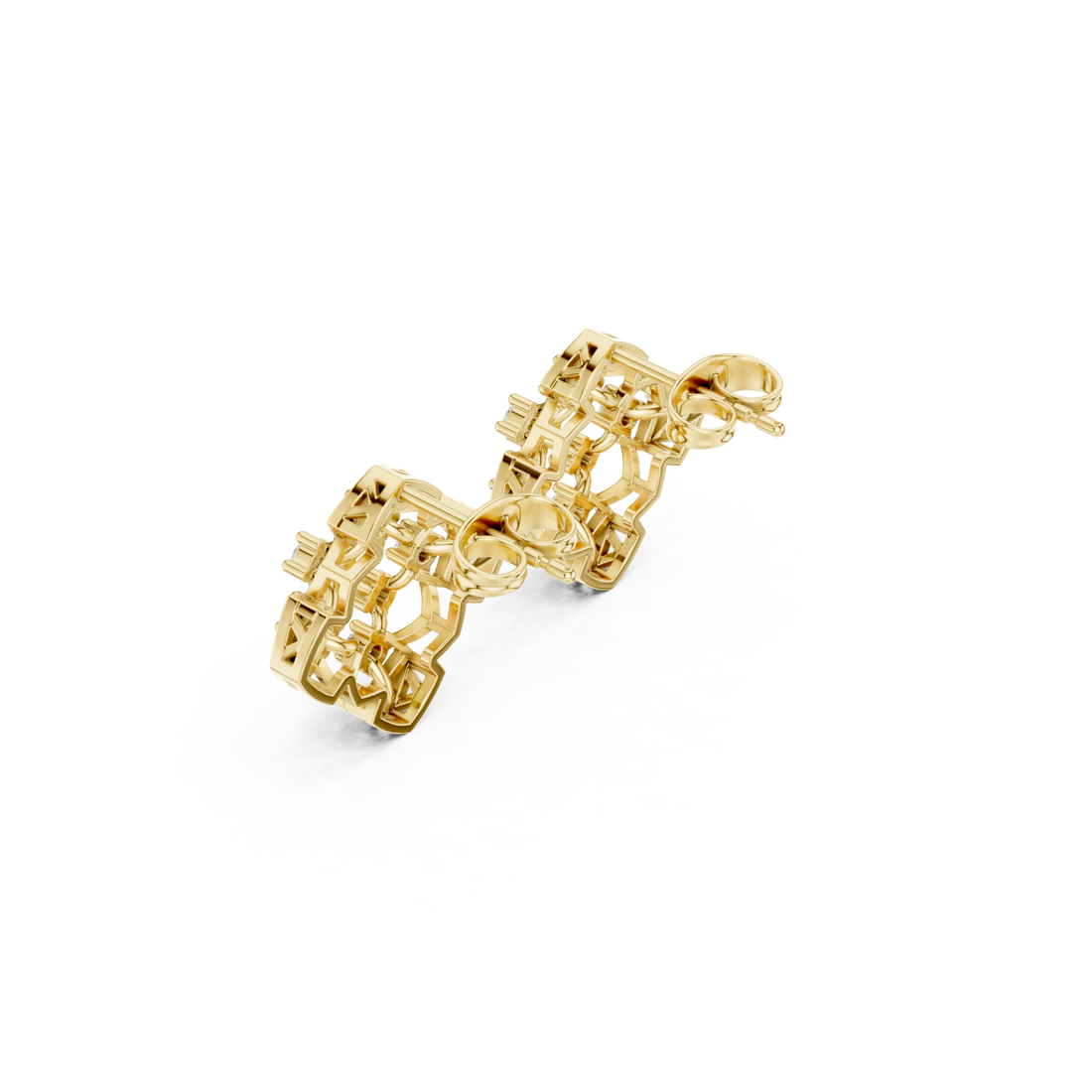 Gold Geometric Lattice Dream Earrings Right View