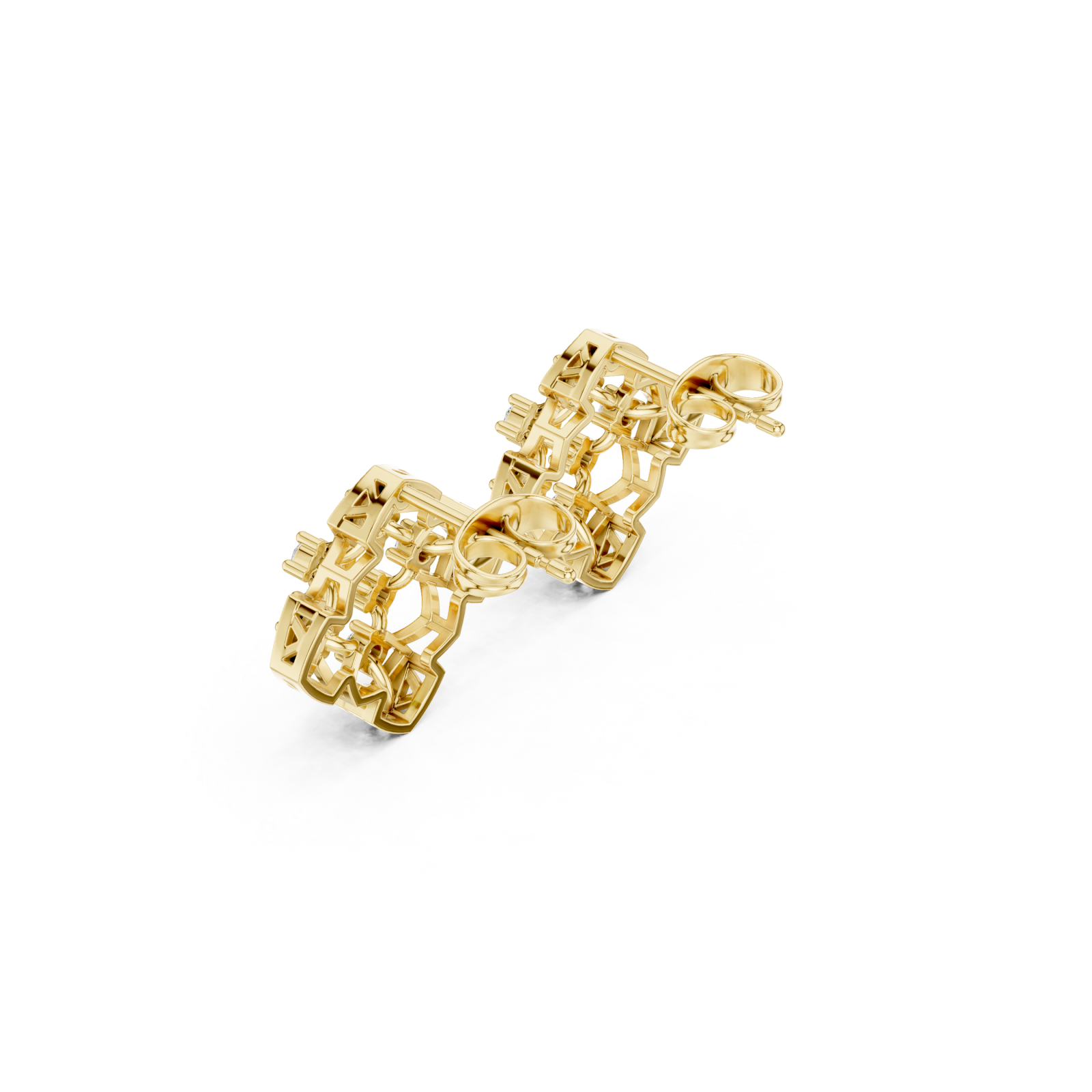 Gold Geometric Lattice Dream Earrings Right View