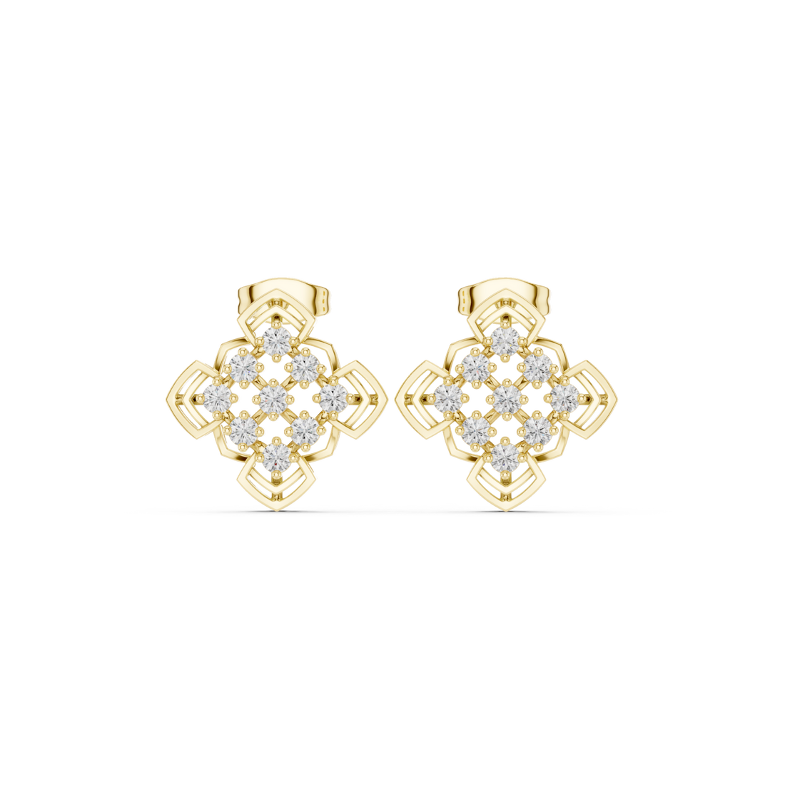 Gold Geometric Lattice Dream Earrings Right View