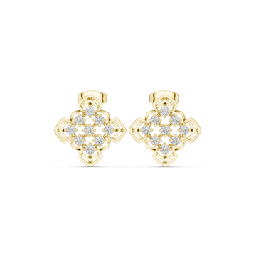  Gold Geometric Lattice Dream Earrings Front View