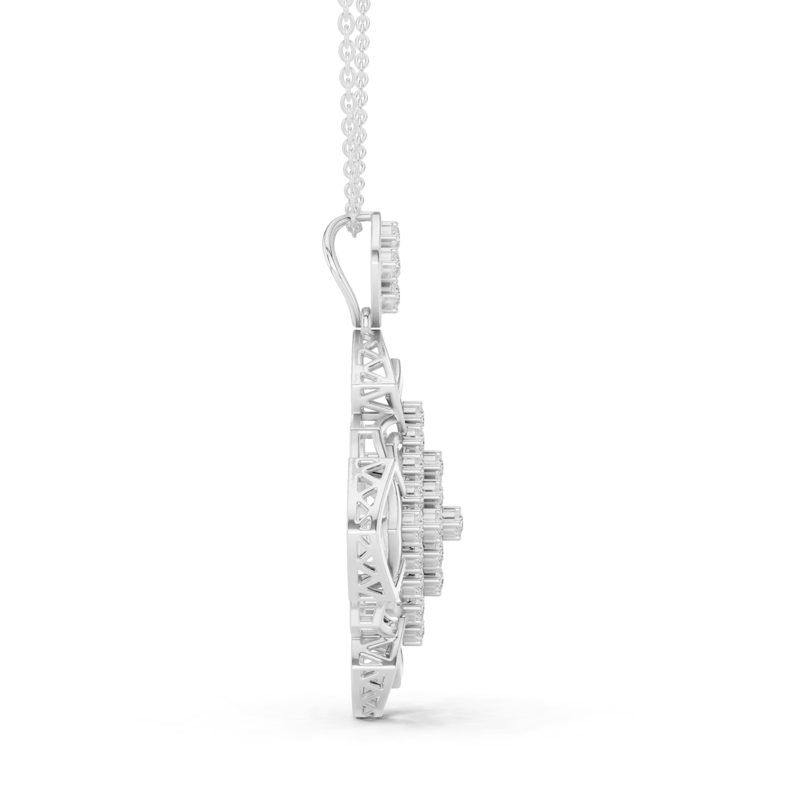  White Gold Opulent Crossroads Dream Pendant Necklace Side View