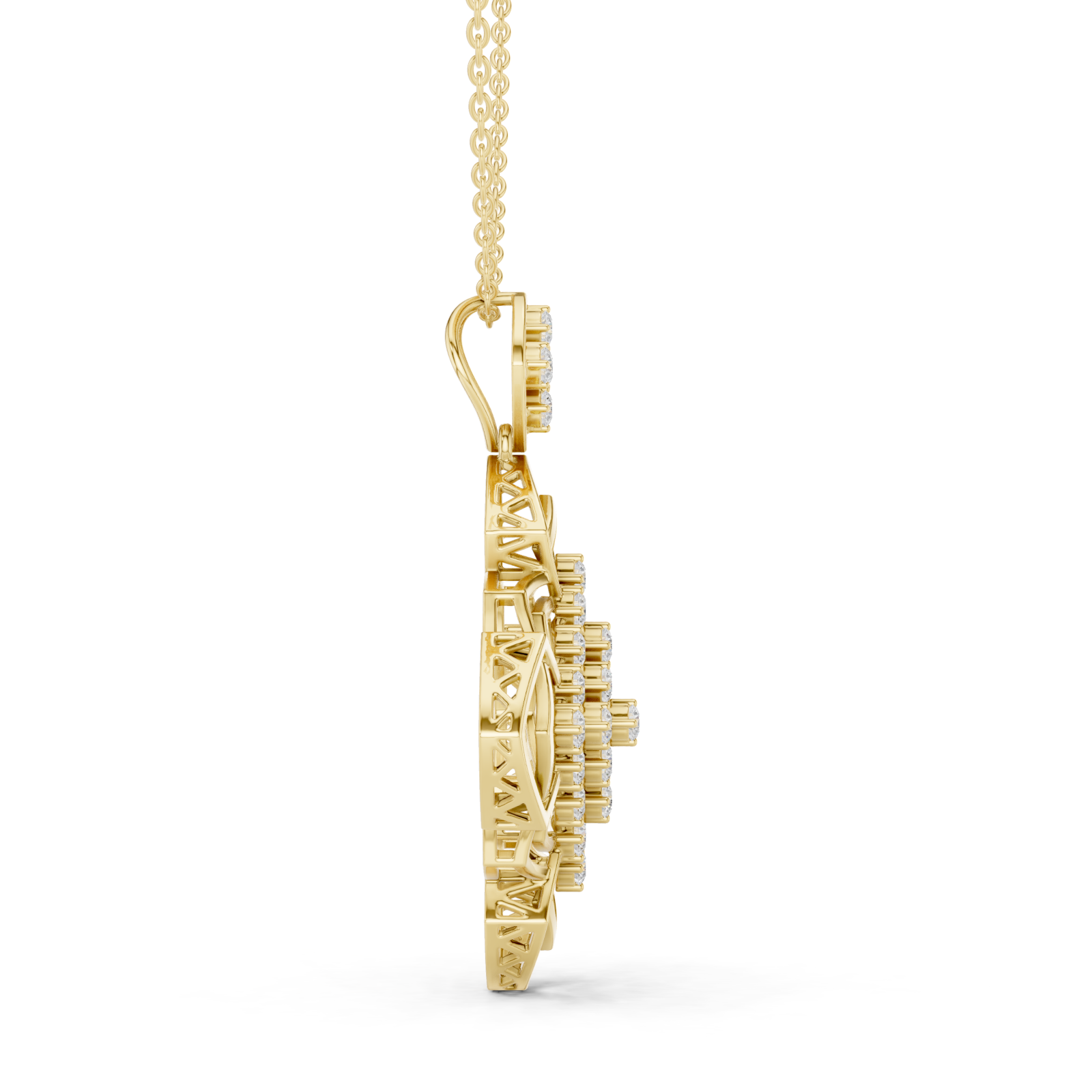  Gold Opulent Crossroads Dream Pendant Necklace Side View