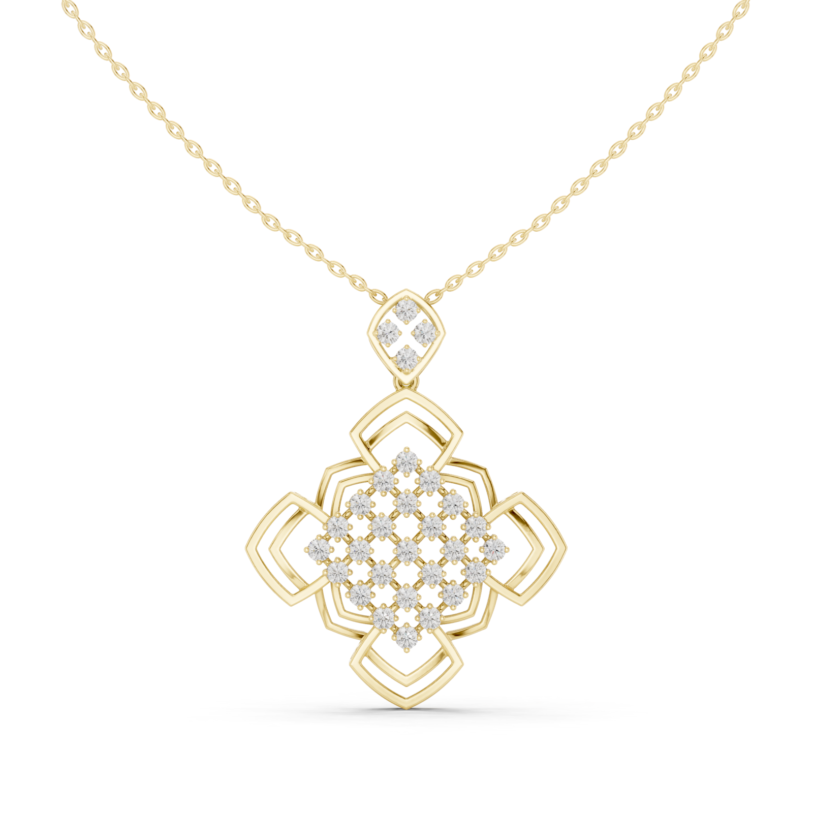  Gold Opulent Crossroads Dream Pendant Necklace Front View