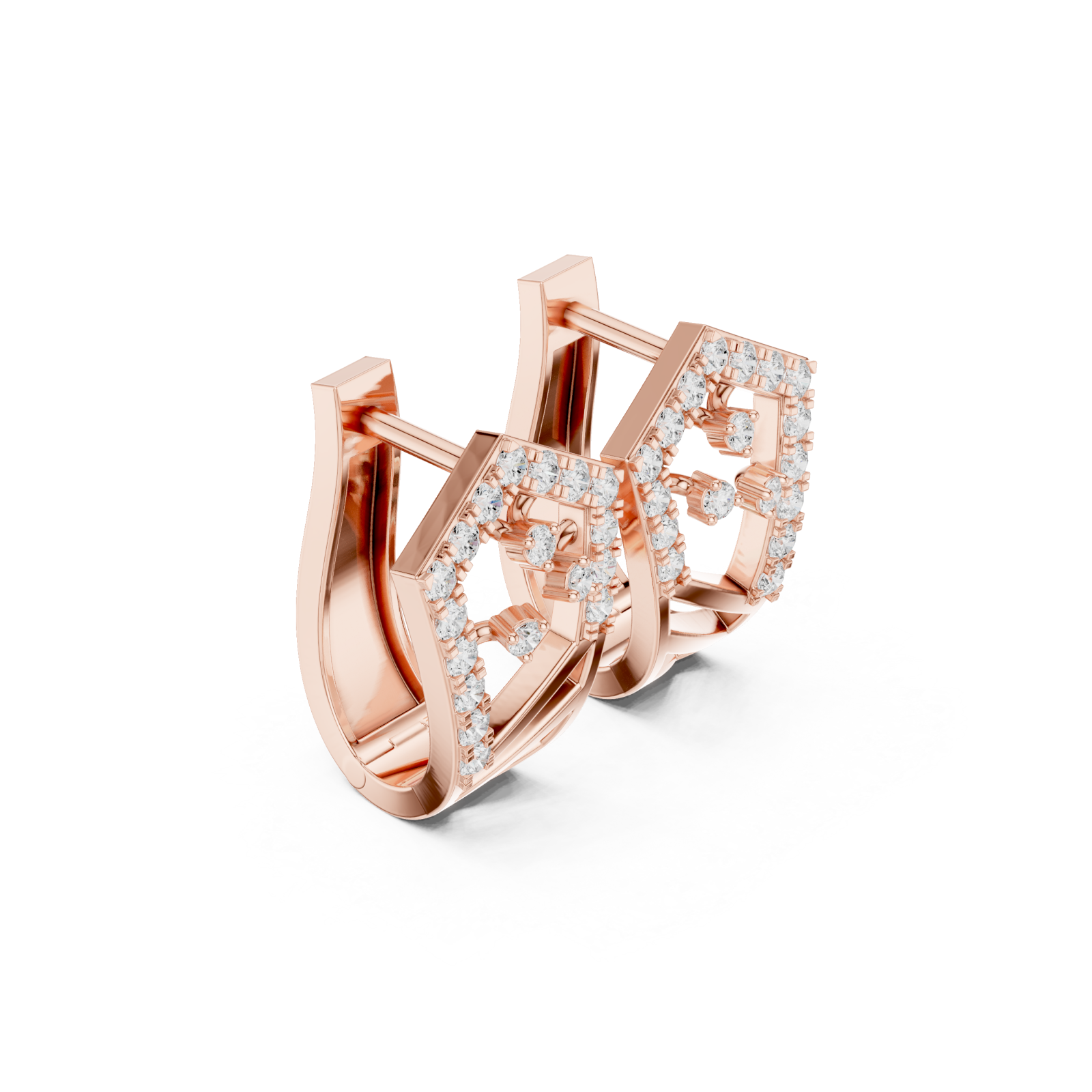  Rose Gold Refined Openwork Domed Earrings Left View