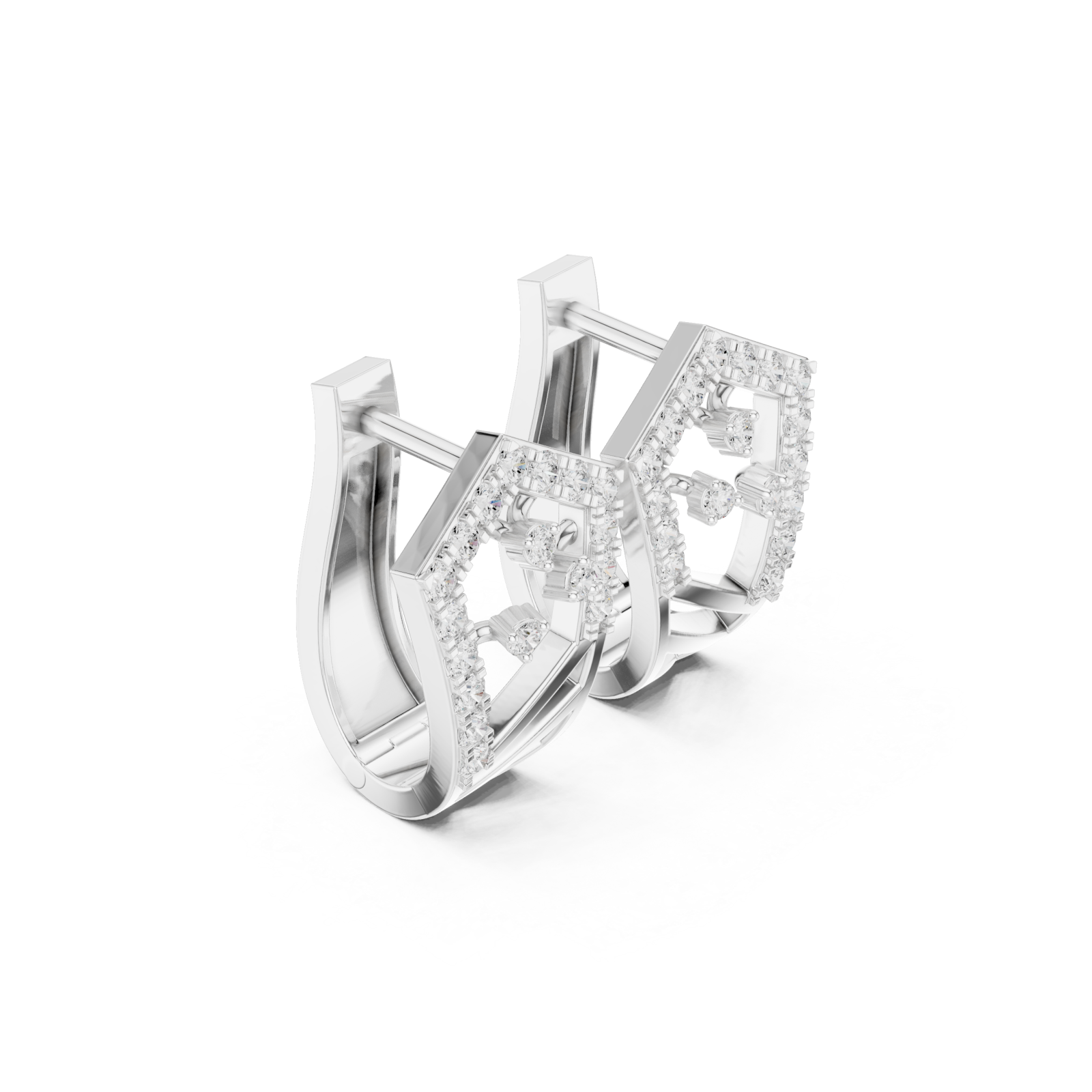  White Gold Refined Openwork Domed Earrings Left View