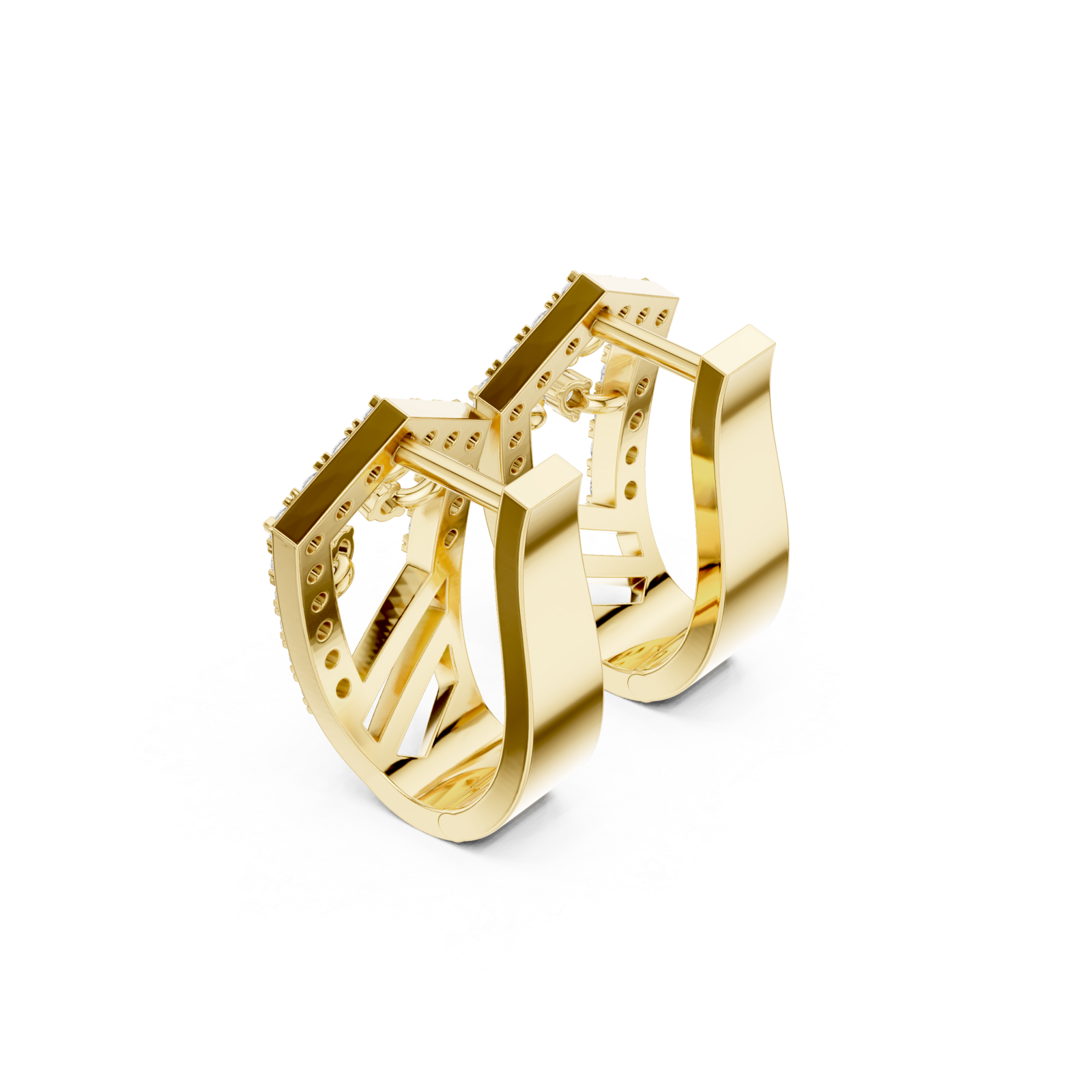 Gold Refined Openwork Domed Earrings Right View