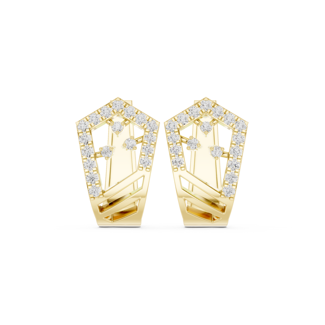 Gold Refined Openwork Domed Earrings Right View