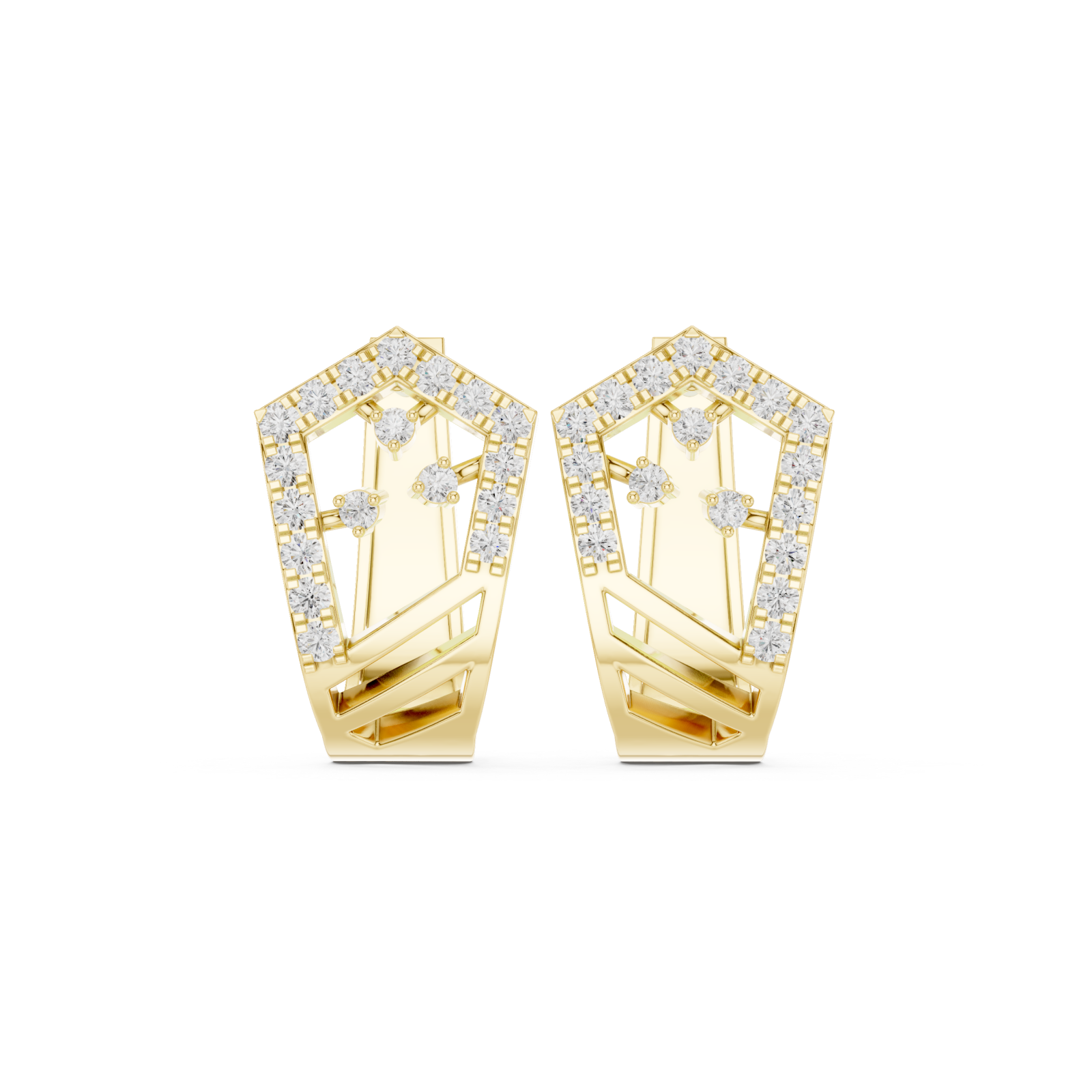  Gold Refined Openwork Domed Earrings Front View