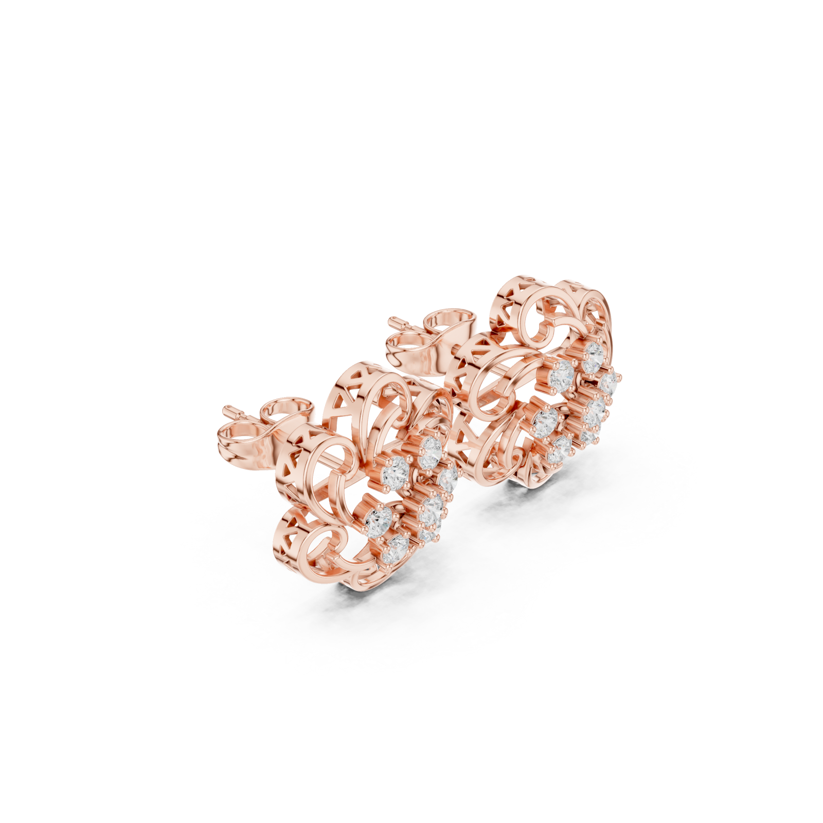  Rose Gold Graceful Arabesque Elegance Hoop Earrings Left View