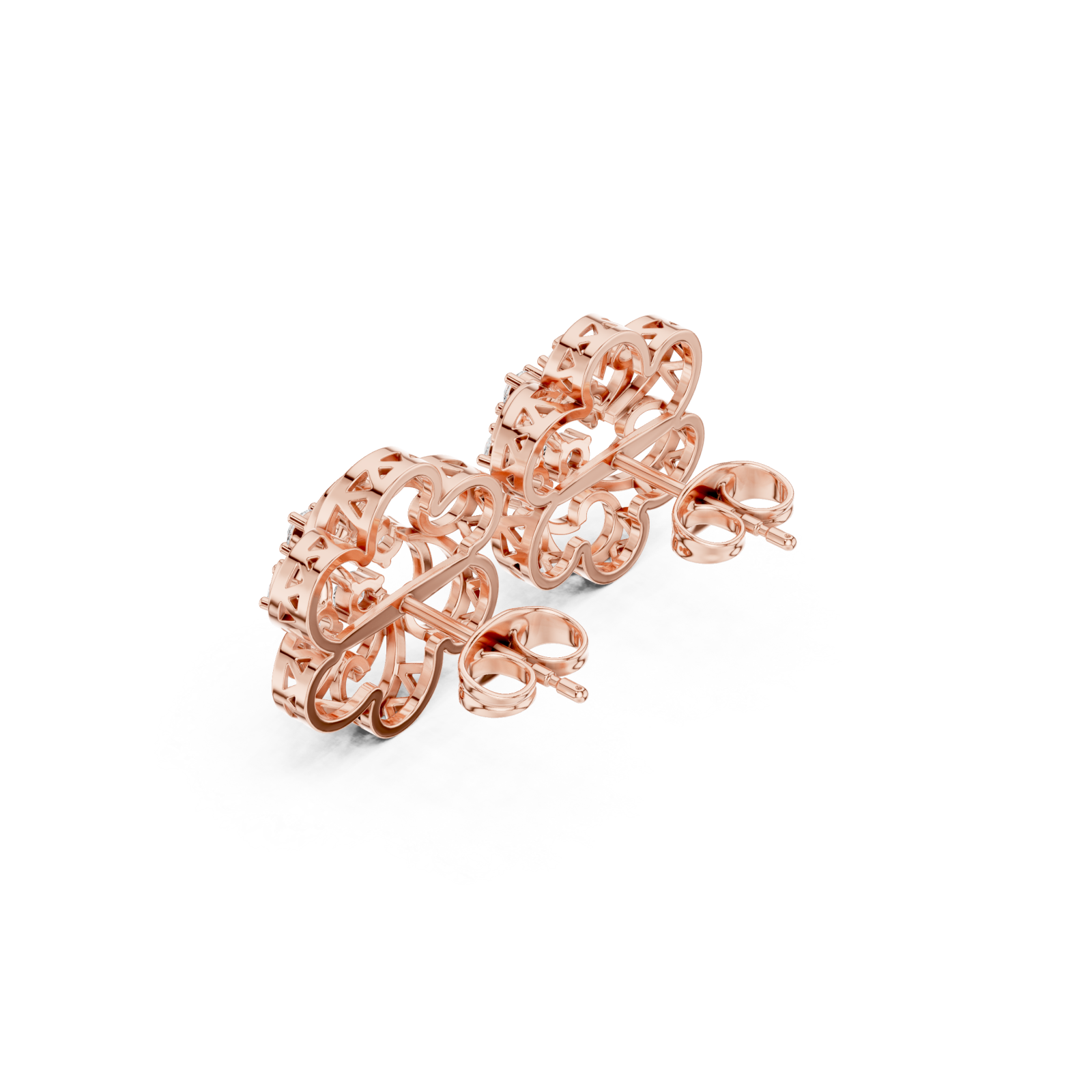  Rose Gold Graceful Arabesque Elegance Hoop Earrings Right View
