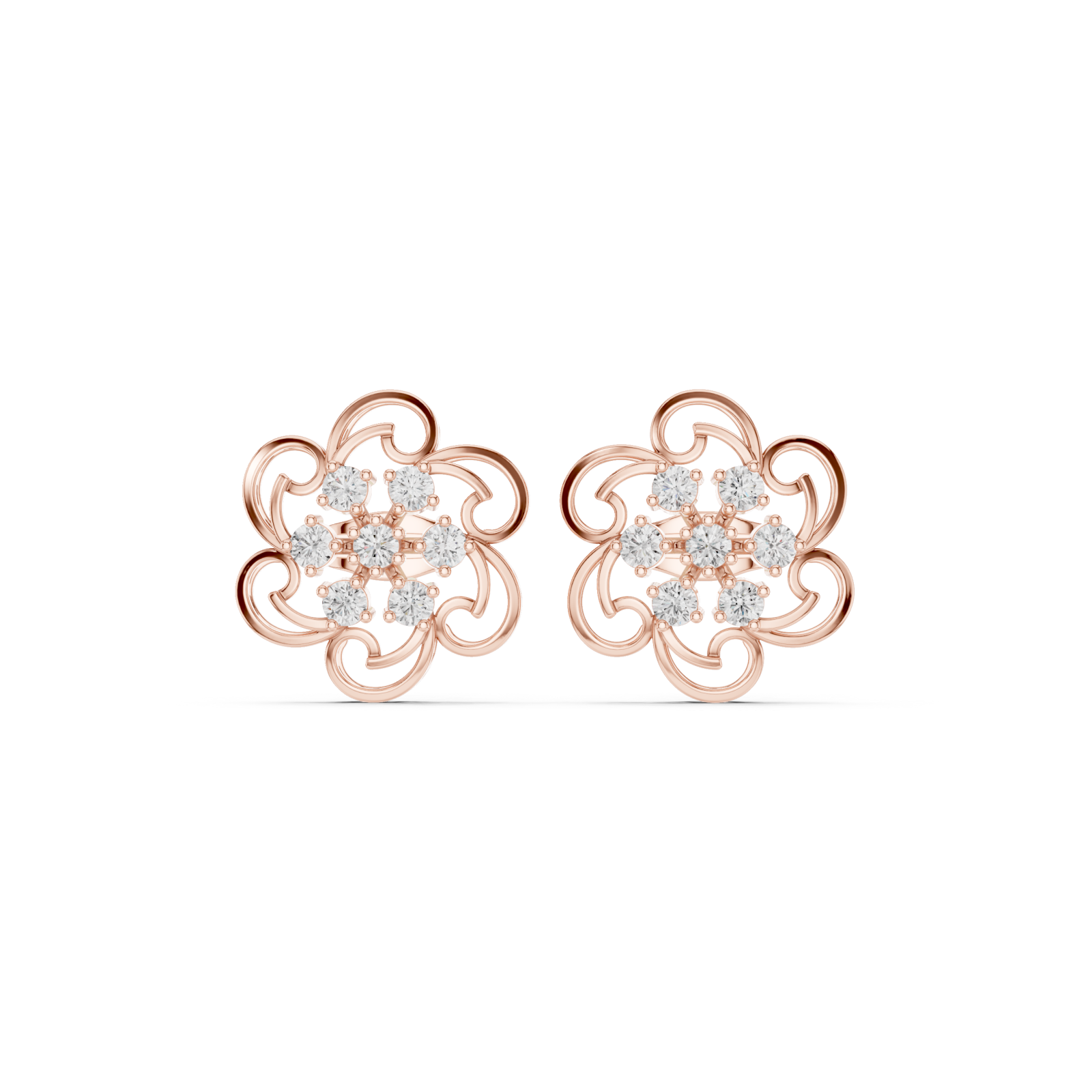 Rose Gold Graceful Arabesque Elegance Hoop Earrings Front View