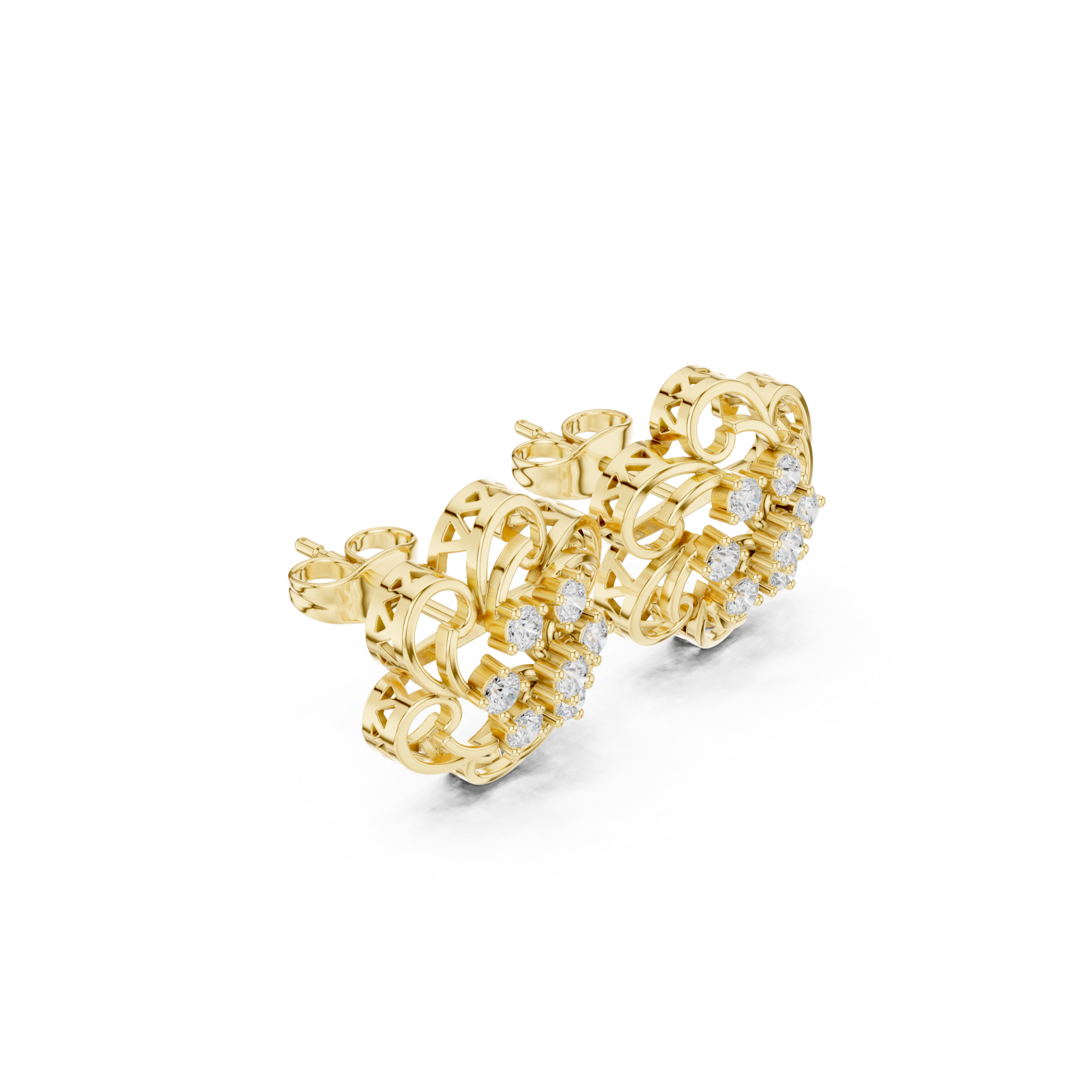  Gold Graceful Arabesque Elegance Hoop Earrings Left View