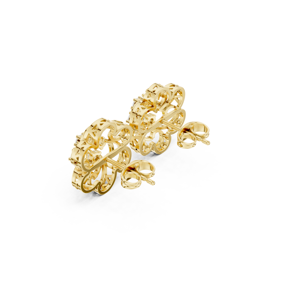 Gold Graceful Arabesque Elegance Hoop Earrings Right View
