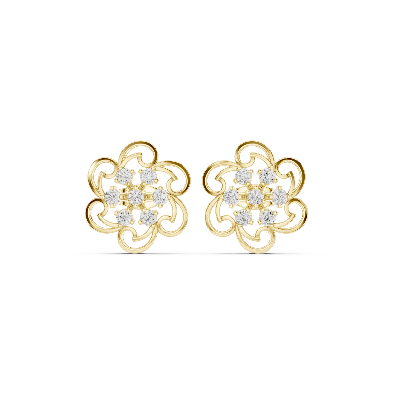 Gold Graceful Arabesque Elegance Hoop Earrings Front View