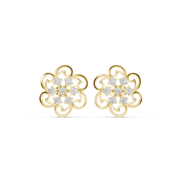  Gold Graceful Arabesque Elegance Hoop Earrings Front View
