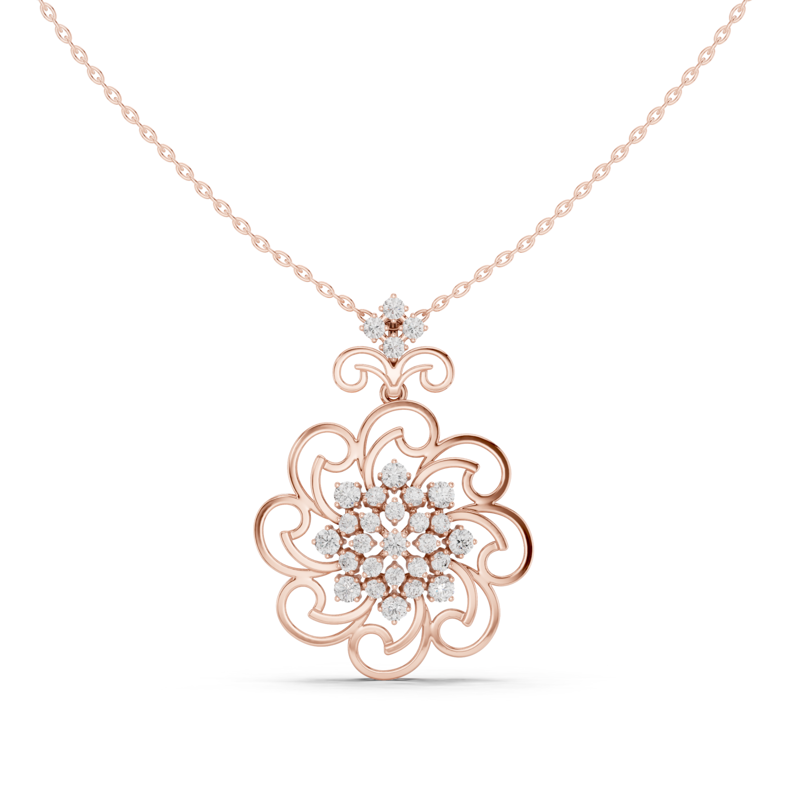  Rose Gold Ethereal Bloom Radiant Pendant Front View