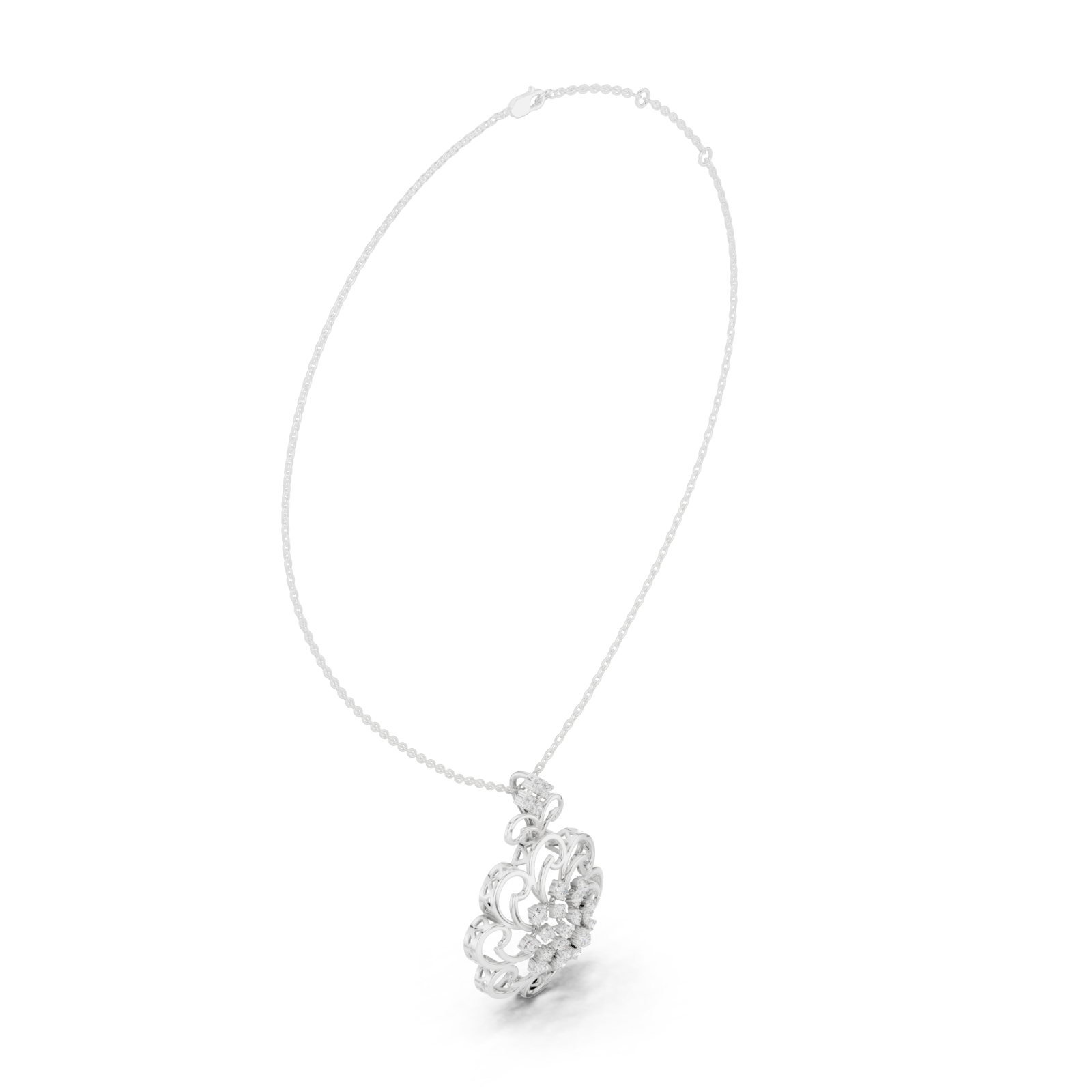  White Gold Ethereal Bloom Radiant Pendant Left View