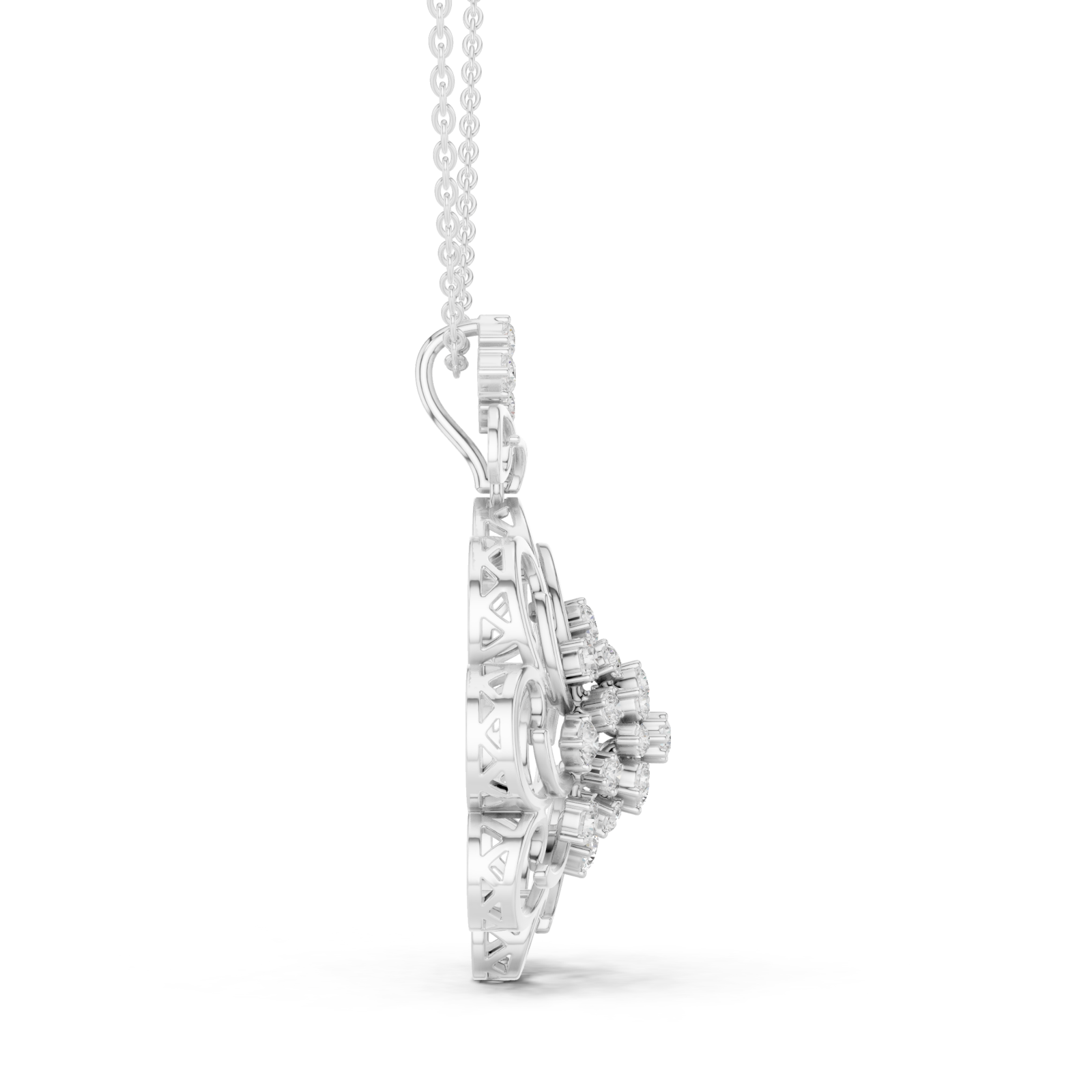  White Gold Ethereal Bloom Radiant Pendant Side View