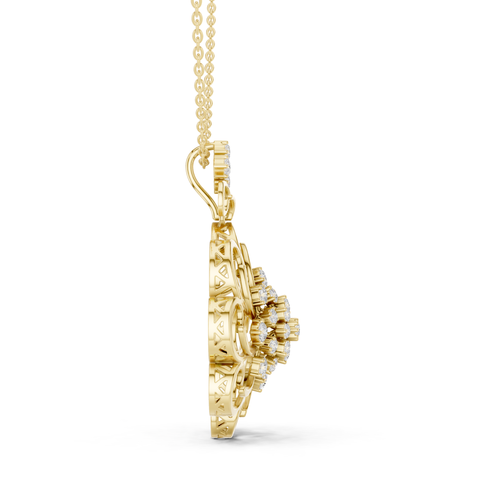  Gold Ethereal Bloom Radiant Pendant Side View