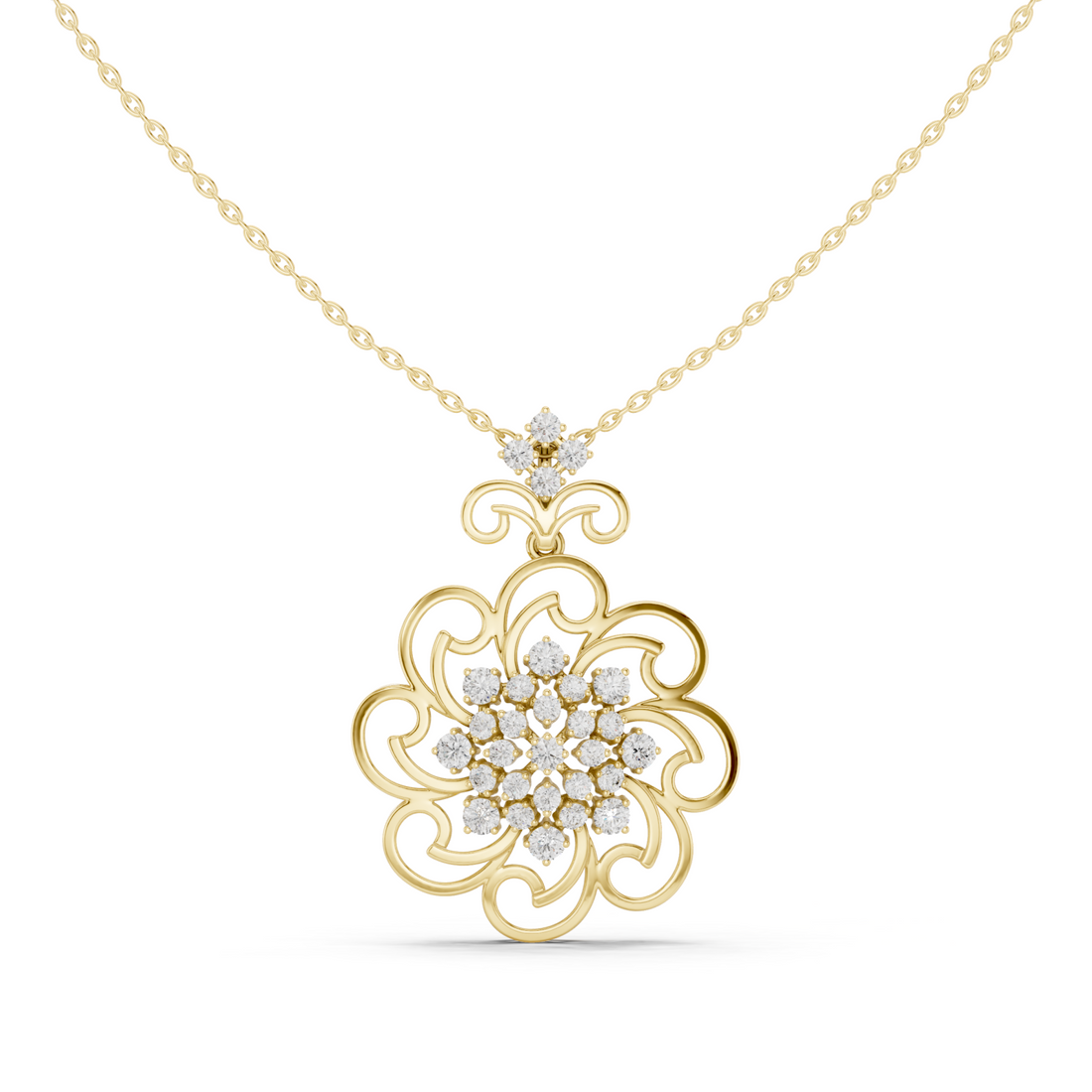 Gold Ethereal Bloom Radiant Pendant Right View