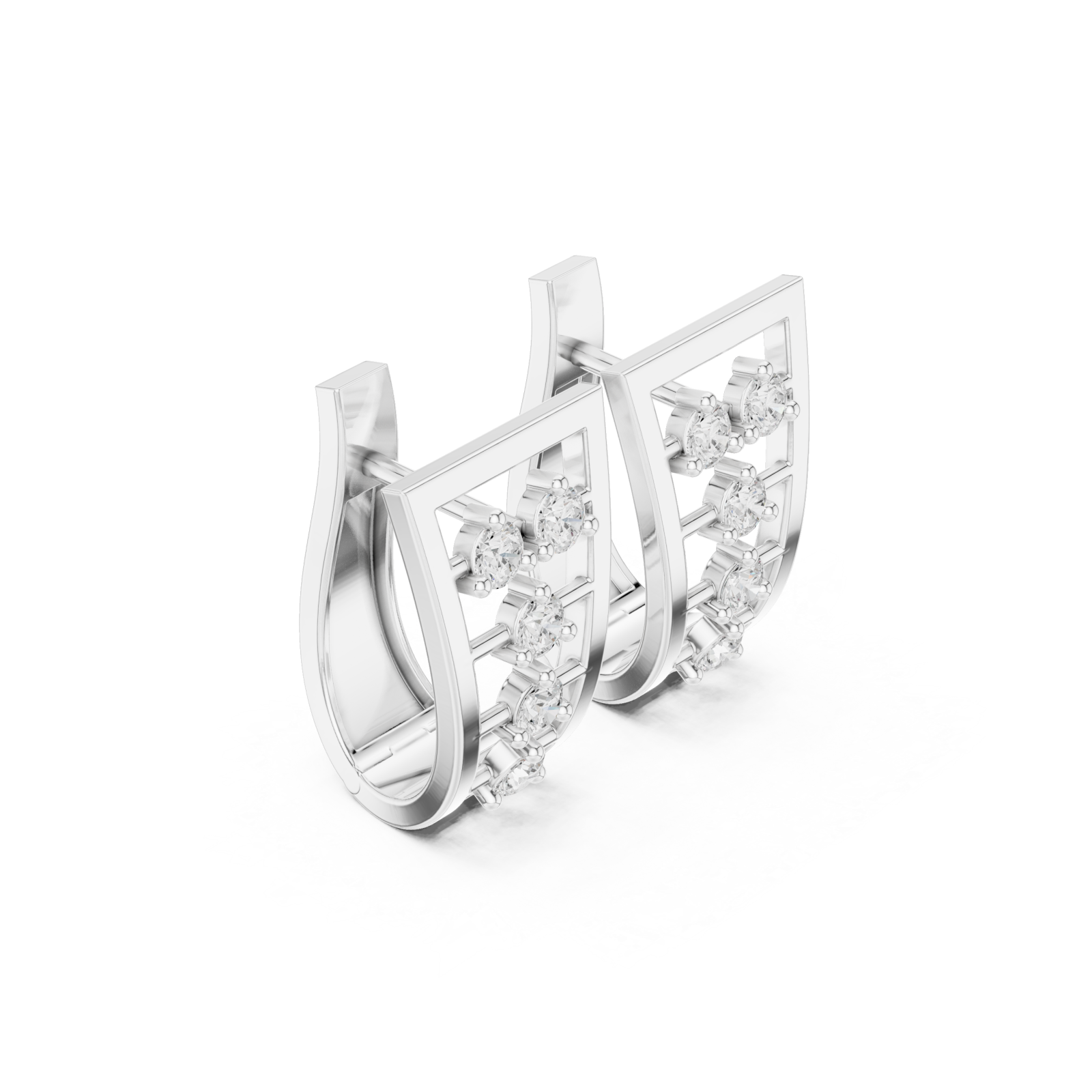  White Gold Chic Bold Contour Hoops Left View