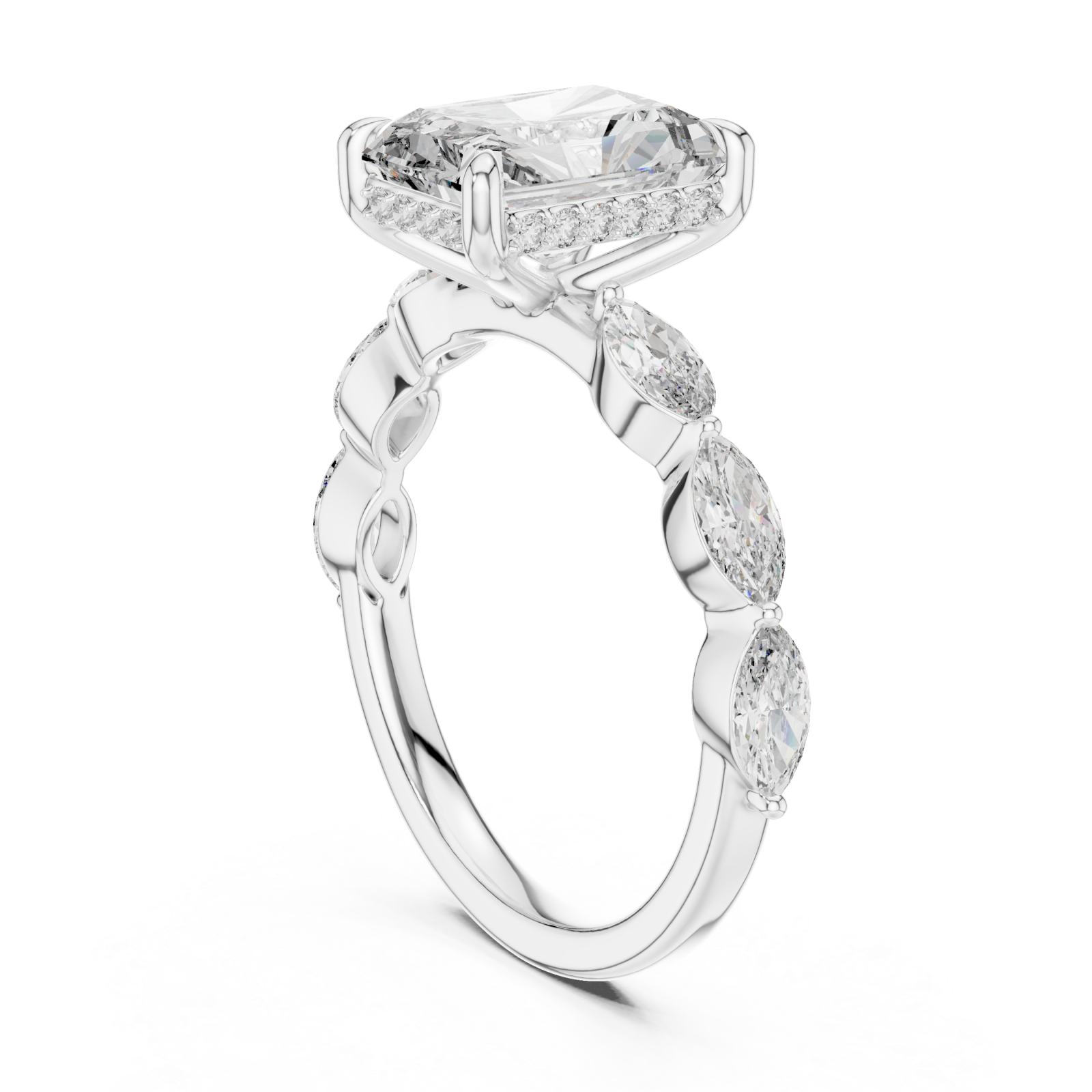  White Gold Opulent Vista Signature Cocktail Ring Left View