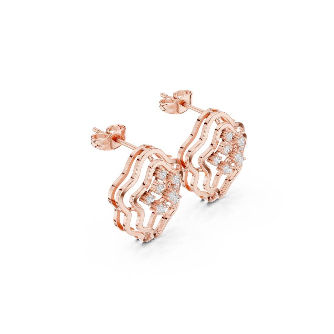  Rose Gold Essence Flow Mini Hoops Front View