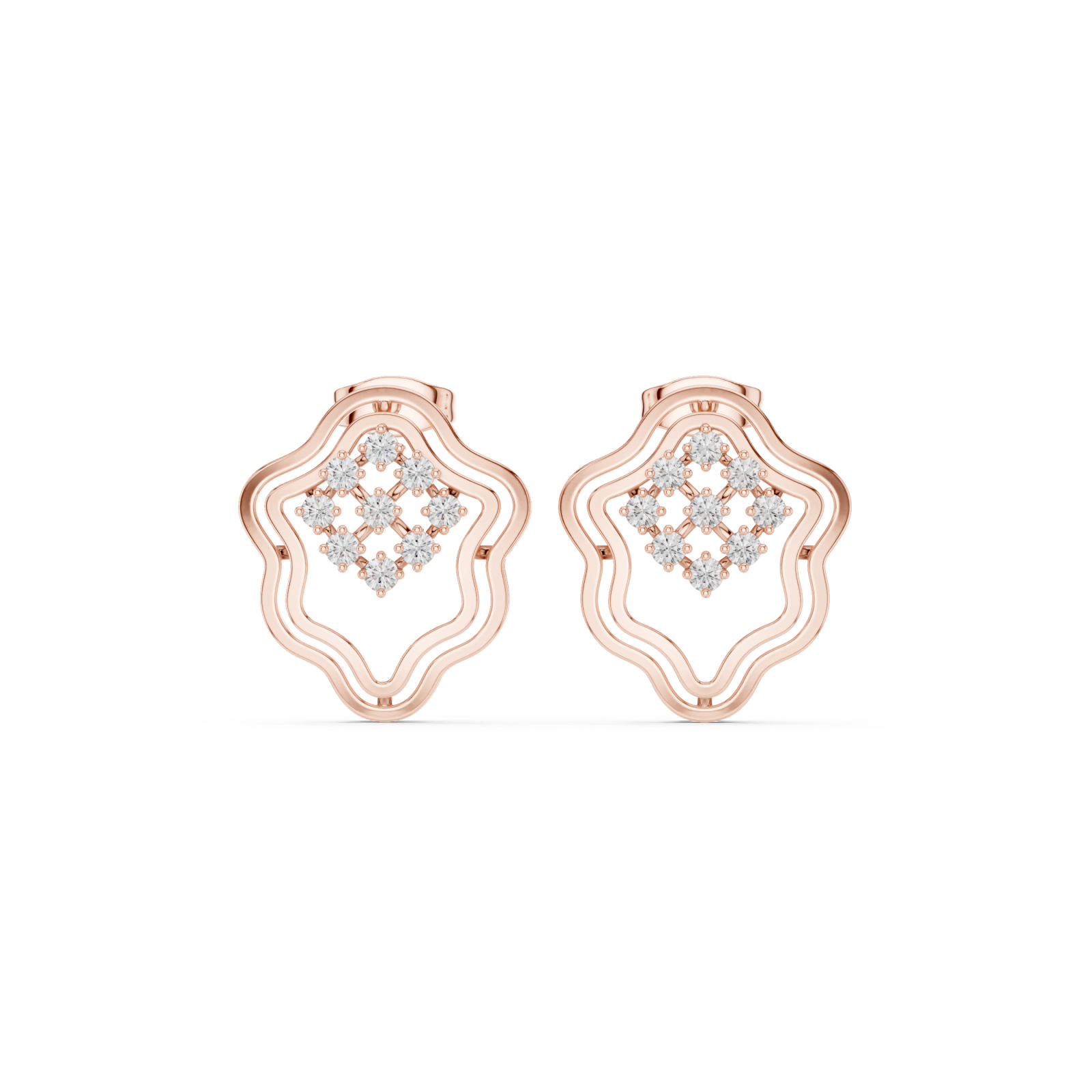  Rose Gold Essence Flow Mini Hoops Front View