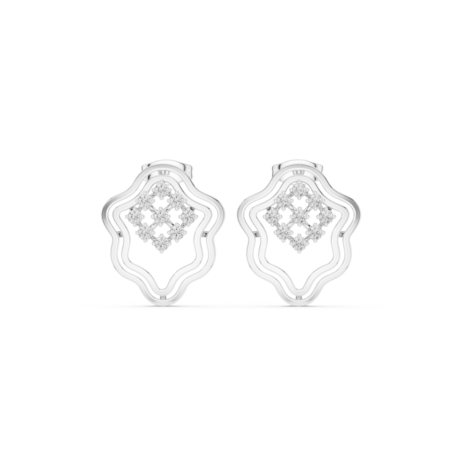  White Gold Essence Flow Mini Hoops Front View