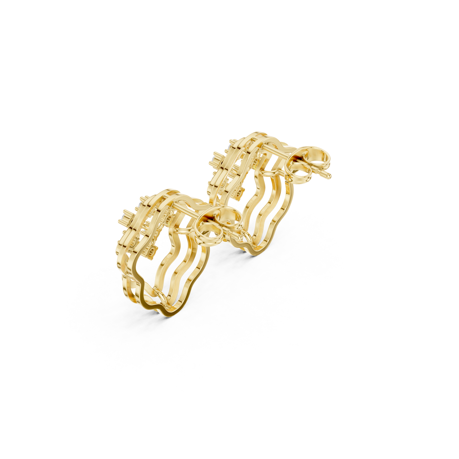 Gold Essence Flow Mini Hoops Right View