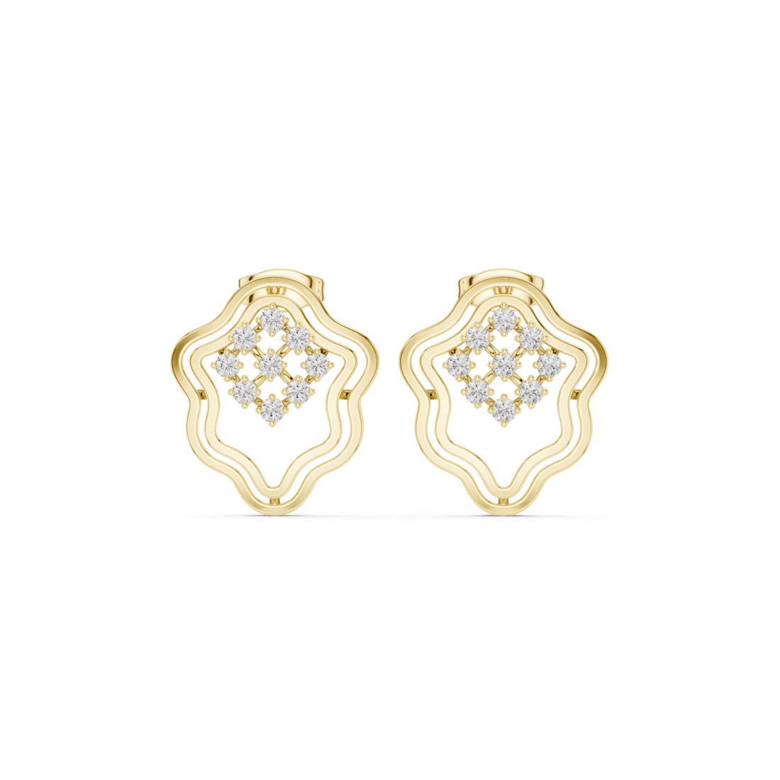 Gold Essence Flow Mini Hoops Right View