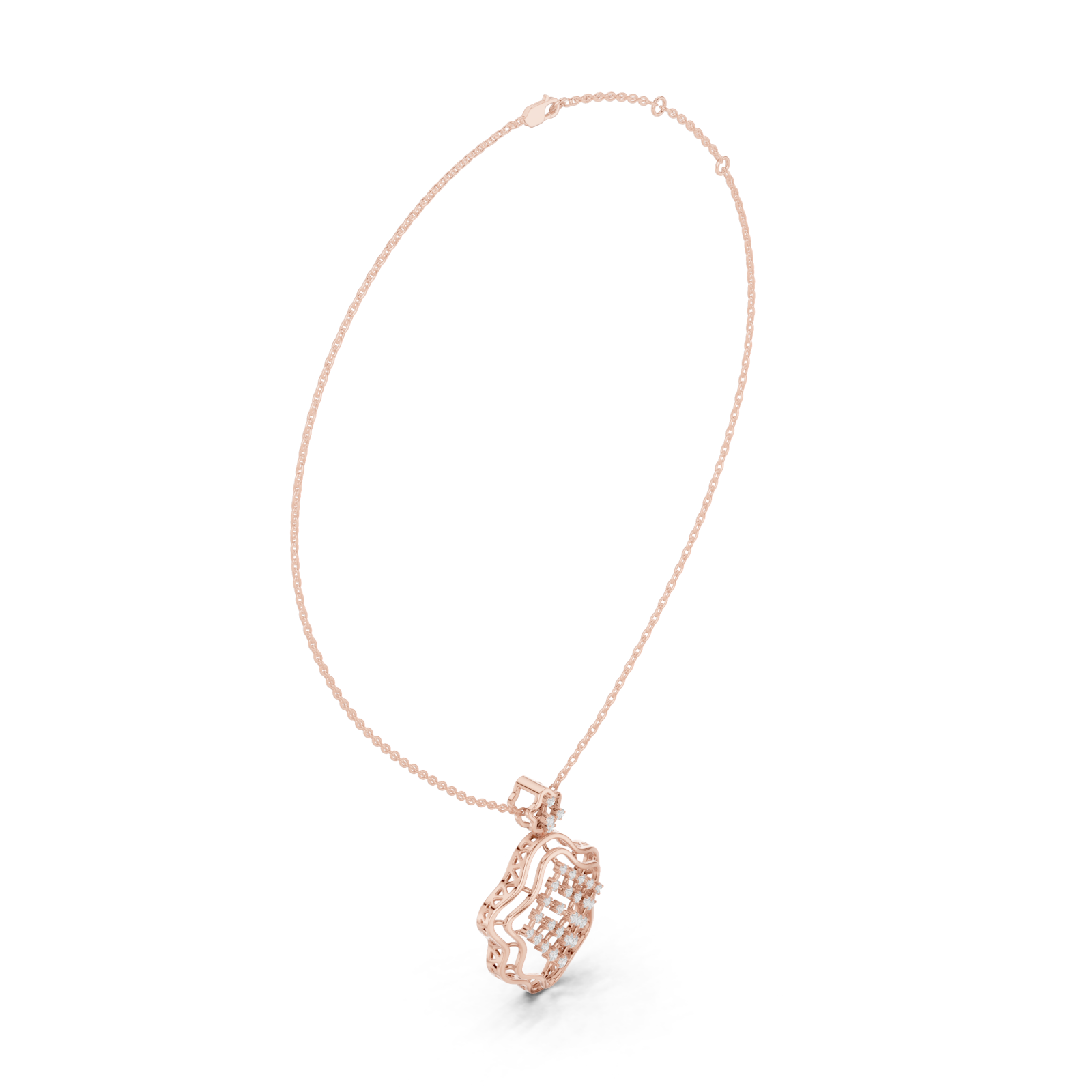  Rose Gold Luminous Petal Embrace Pendant Left View