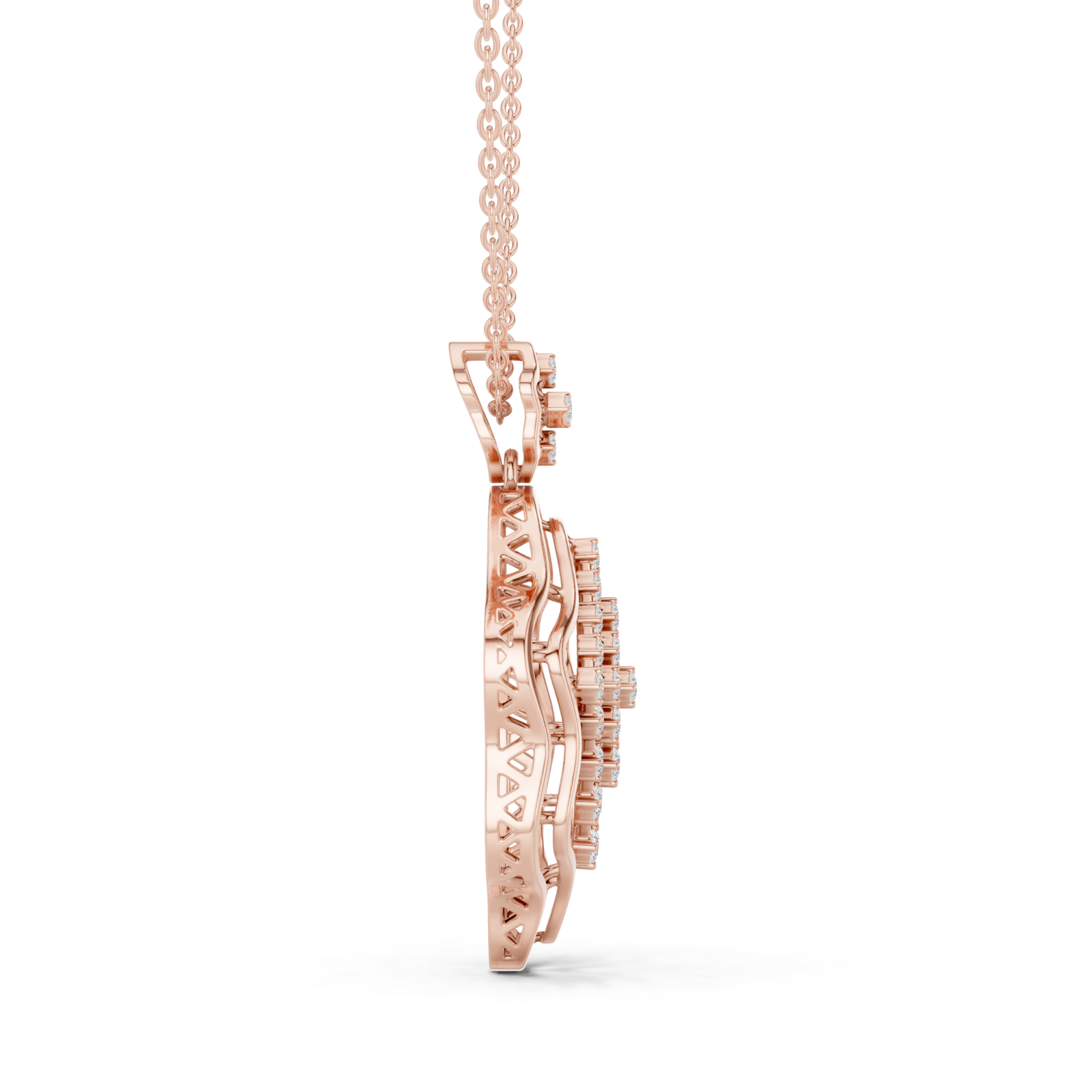  Rose Gold Luminous Petal Embrace Pendant Side View