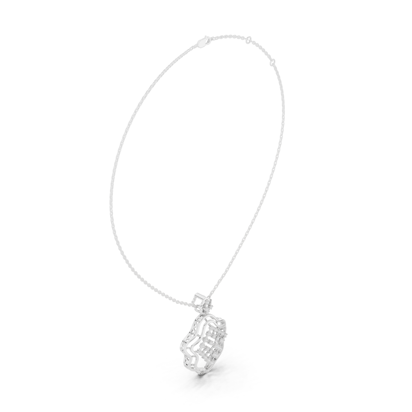  White Gold Luminous Petal Embrace Pendant Left View