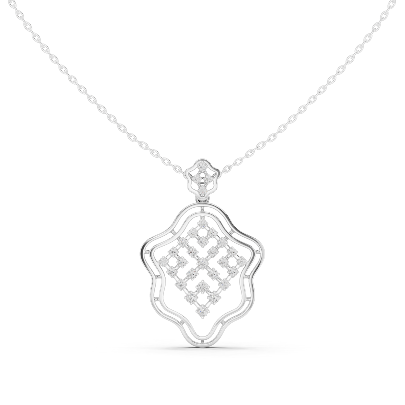  White Gold Luminous Petal Embrace Pendant Right View