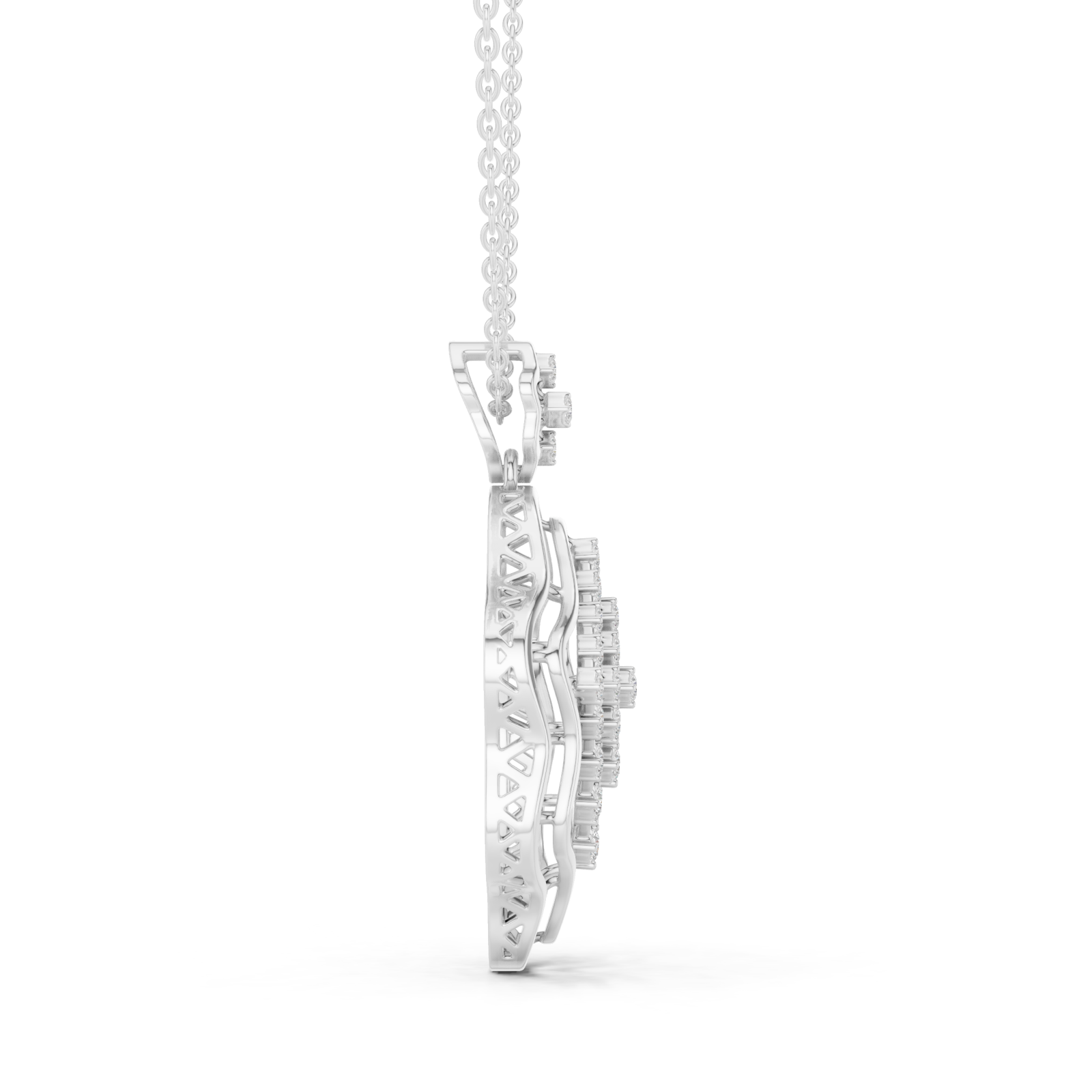  White Gold Luminous Petal Embrace Pendant Side View